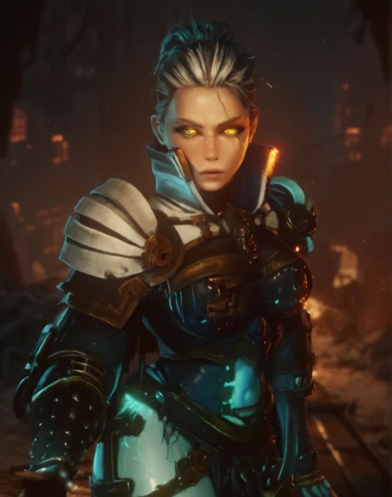 a beautiful anime girl with light red hair and bright golden eyes, wearing the jujutsu kaisen , her left arm partially covered in black markings, intricate details, dynamic pose, highly detailed, photorealistic, 8k, (best quality, masterpiece:1.2), (realistic, photo-realistic:1.37), (extremely detailed  features:1.4), vivid colors, cinematic lighting, dramatic atmosphere, fantasy art style