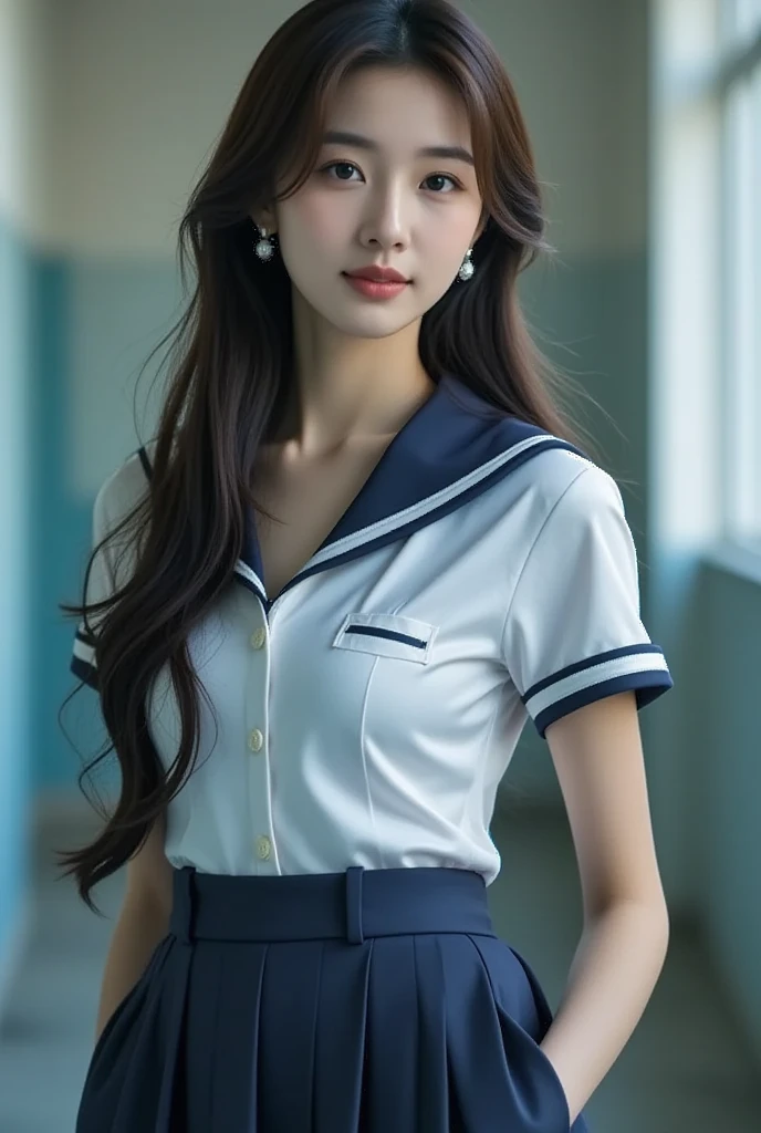 (best quality),[masterpiece],((beautiful:0.75) cute girl:0.75),(EOS R8,50mm,F1.2,8K,RAW photo:1.2),Professional,ultra-fine painting,1girl,long hair,outdoors,(front:1.3),cloud,sky,seaside background,sitting,
uniform11,police uniform,hat