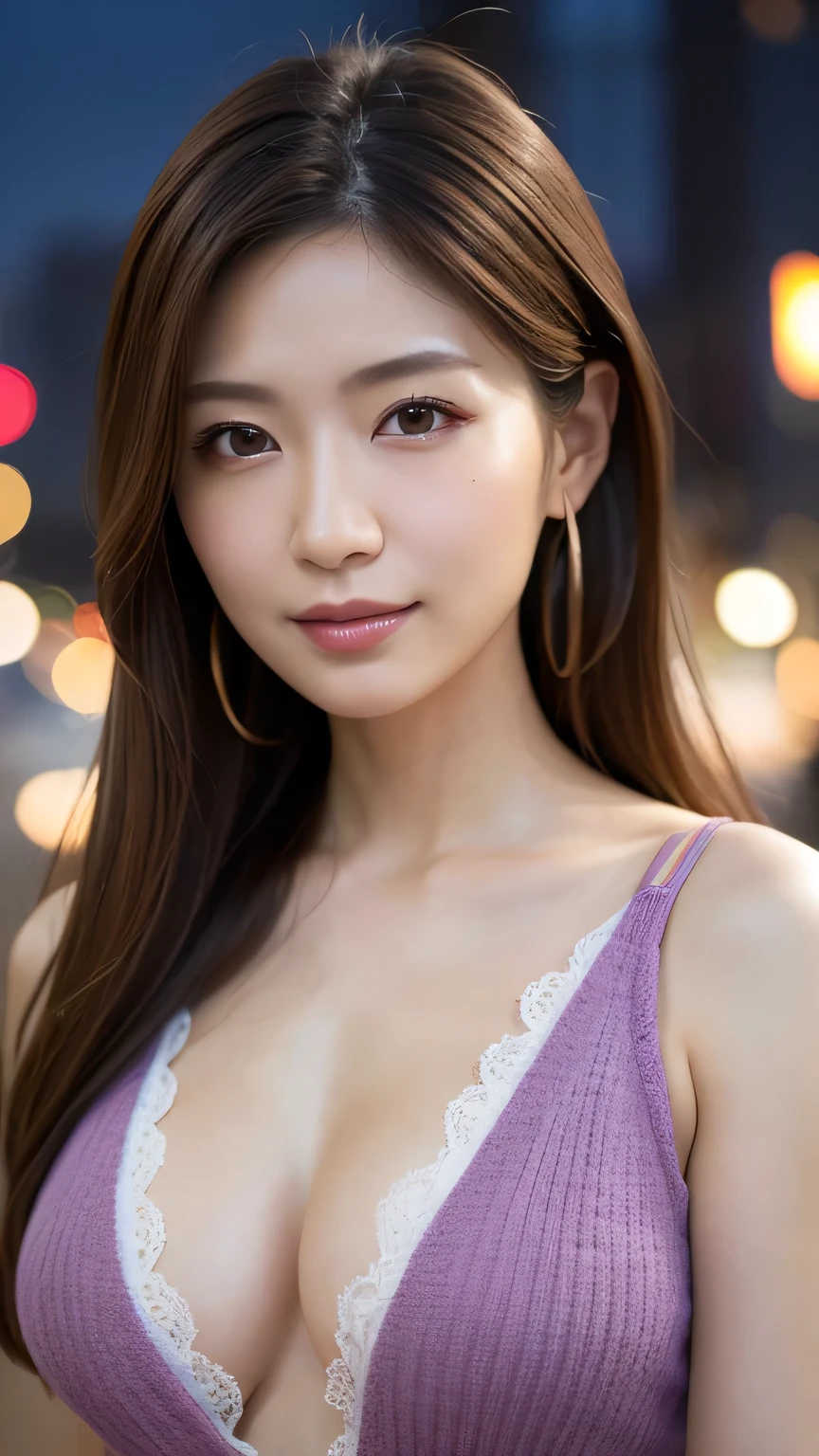 ((Best Quality)), ((8k)), ((masterpiece: 1.3)), (Perfect Look), (Photorealism: 1.6), (JMA), (Ain), (Japanese mature women), ( wearing a colored knit dress),1 mature woman,wife,Night Street Lights ,Best Quality,masterpiece,extremely delicate and beautiful,CG,Unity,8K wallpaper, is amazing, in fine detail,very detailed CG Unity 8K wallpaper,非常にhigh resolution,Super Detail,high resolution,very detailed,beautiful detailed girl,realistic,soft light,Full Frontal(sunlight), Age 30, gentle smiling face,Shot above waist,Beautiful, tall, fair-skinned, half Japanese, half Russian. Only one woman must be created. Muscular, broad shoulders. 20 years old. Young, beautiful woman.