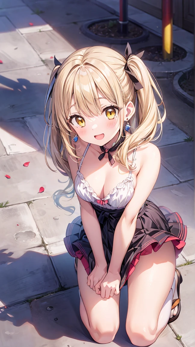 solo, 1girl, strapless, playboy bunny suits,  simple background, seductive smile, middle ???????, middle hair, dark blonde