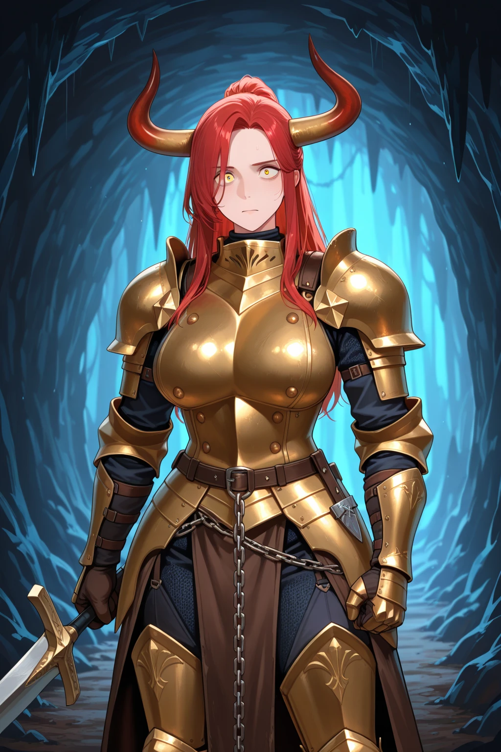 score_9, score_8_up, score_7_up,  (An Anthro furry wolf girl, golden blonde furry body, red hair, wolf snout, black nose, MaleniaDef, helmet, covered eyes, covered eyes, single mechanical arm, prosthesis), , , majestically posing, one hand on her arm, simple brown background, upper body shot, rear view, rotted skin and flesh on her back