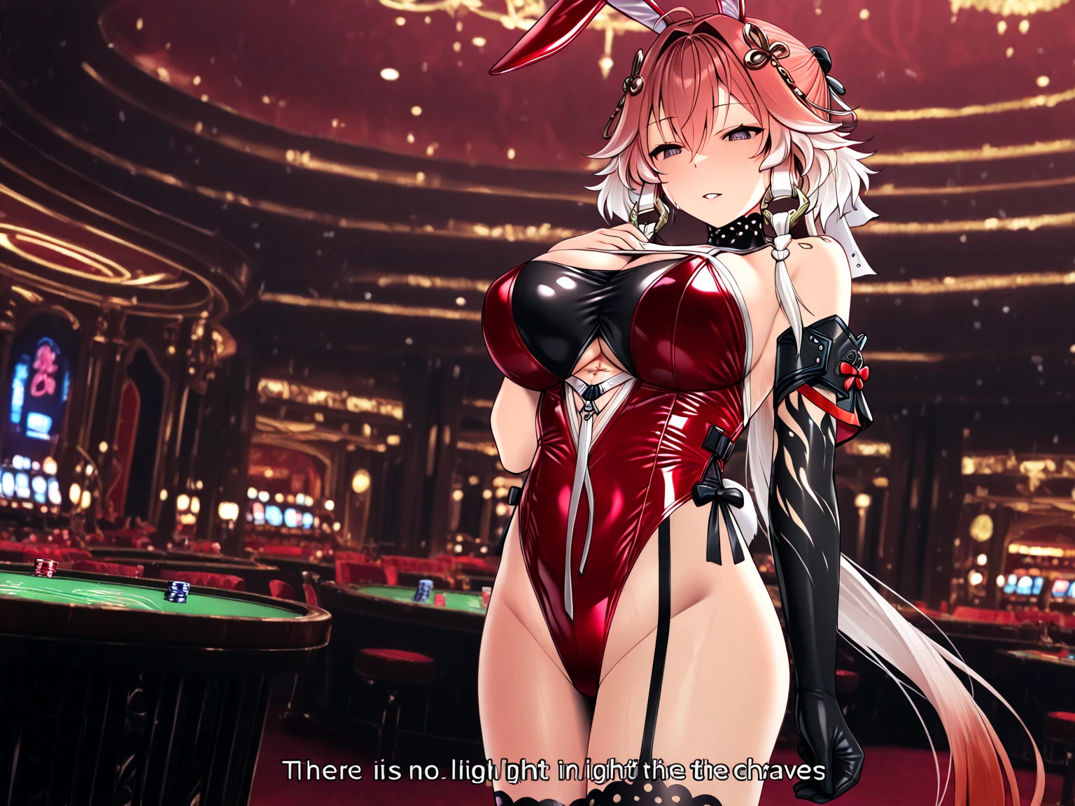 score_9, score_8_up, score_7_up, source_アニメ, sakimiya iruka, red hair, green eyes, one side up, medium hair, green scrunchie, hair ornament, shiny skin, rating_????????, ???????????, large ???, playboy bunny, fishnet legwear, (cry:1.2),(tears:1.3), open mouth, shout,(sweat:1.2), (steam on body, heavy breathing), (trembling:1.5), drooling, bouncing ???????, unaligned ???????,(motion lines), (motion blur:1.6),(???????????, Squirting:1.5), (troll:1.2), (2men, ??????? ?????, leg up, standing split), 2???????,(huge ?????:1.6), (head grab:1.2), (??? in mouth, ??? on tongue, facial, ??? on hair), projectile ???, ??? string, excessive ???, pole dance, on stage, (from below:1.3)