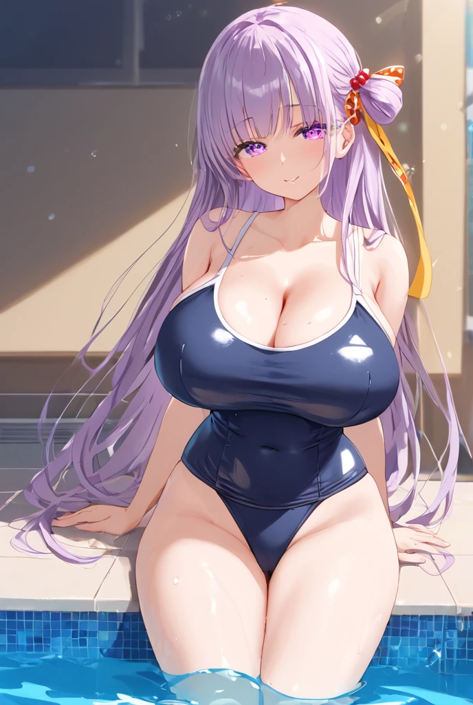 masterpiece, best quality, 1girl, solo, raiden_genshin, alternate costume, (ribbed sweater:1.2), long sleeves, cleavage, close-up, face focus <lora:Raiden:1>