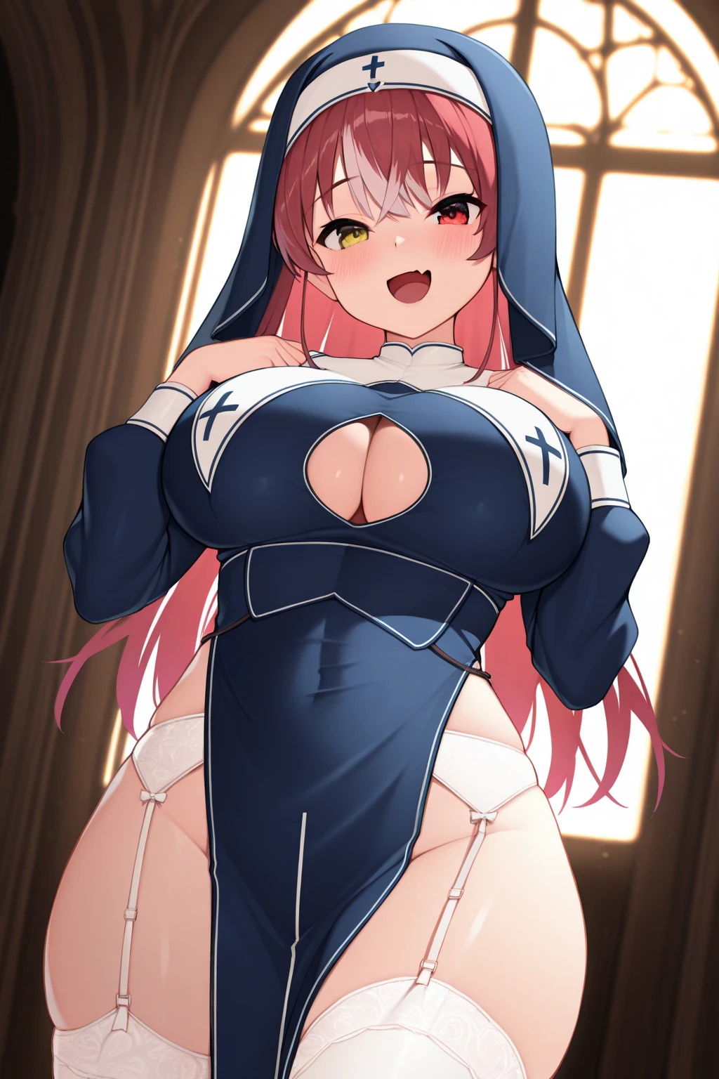 ((masterpiece)), ((best quality)), (ultra-detailed), (()), (ero), comic book, Live performance venue, a cute girl, 1girl, solo, robot suit, robot, beautiful pink hair, beautiful blue eyes, ((beautiful eyes)), long hair, large , wearing underpants, garter belt, tights, gloves, hair ornaments, horseshoe-shaped hairband, blush, , steam effect, lotion, wetted by ,sitting with 、 stand