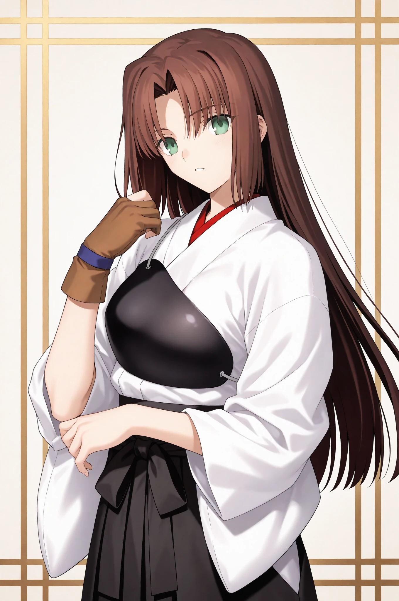 score_9, score_8_up, score_7_up,  <lora:r4g4w4:1> r4g4w4,1girl,karate outfit, long hair,brown hair, , cleavage