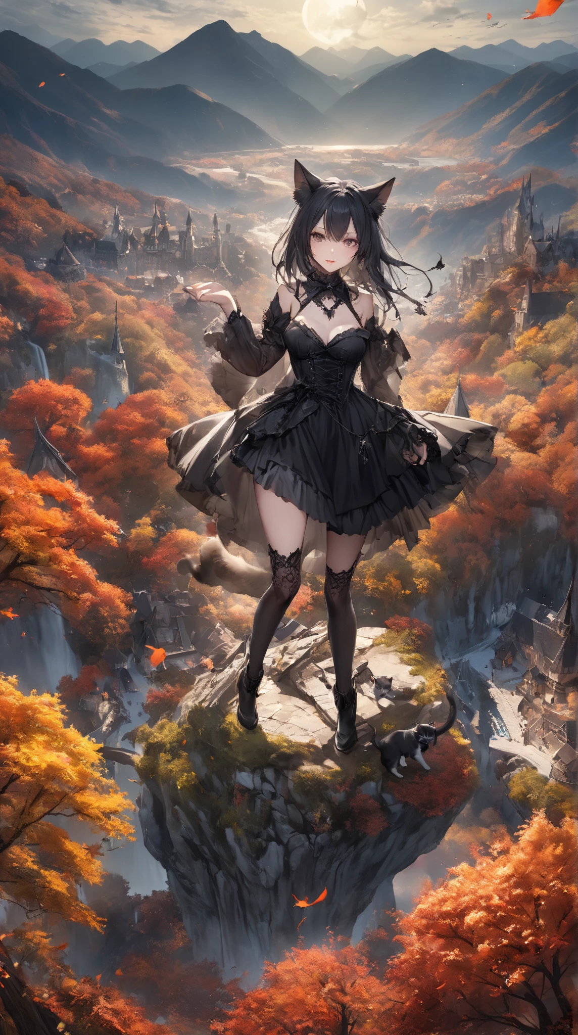 village field peasant dancer woman, 24-year-old female, (delicate face detail), magic lights, magic necklace, sundress, neckline, (lacy), ([[forest:field:0.25]:village:0.6]:1.3), train on background, magic technologies, futurism, fantasy, magic, silk, 1girl, Dynamic Poses, masterpiece, best quality, decollete, natural ???????, slim body, zettai ryouiki, medium length hair, (beautiful detailed bright eyes), (full body portrait:1.3), (frame tilt), (beautiful and aesthetic:1.2, fractal art:1.4), best quality, Detailed, Realistic, 4k highly detailed digital art, (cool_color), extremely detailed CG unity 8k wallpaper, cinematic lighting