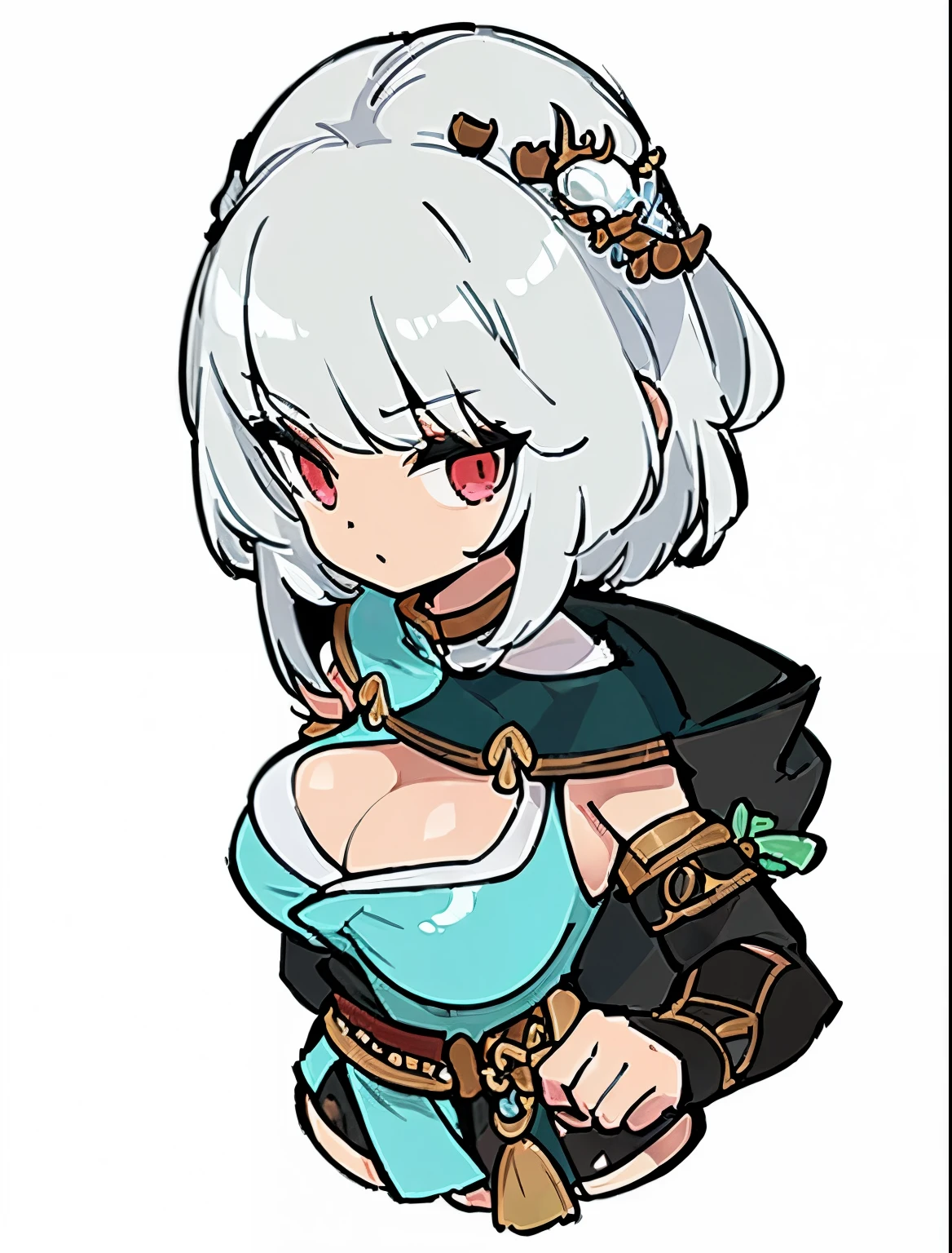 (((Top quality))) , ((full body)), female, References , alone, (white background), catching a cane ,Chinese Three Kingdoms costumes, Chest exposure, Big breasts, side slit skirt,