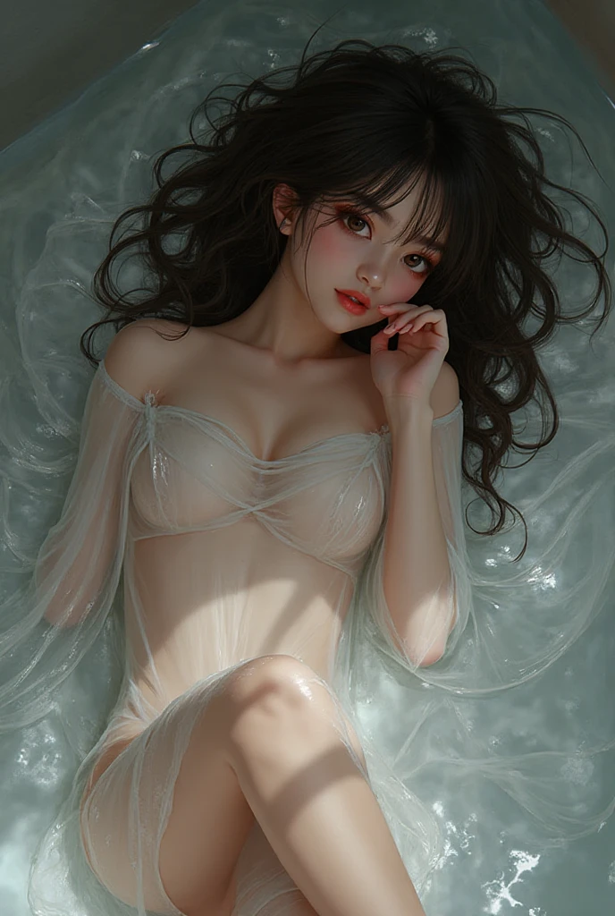 1girl in, depth of fields, One-person viewpoint, 135 mm, canon, F/1.8, nffsw, retinas, masutepiece, ccurate, Anatomically correct, Textured skin, high details, Super Detail, High quality, Best Quality, hight resolution, hard disk, 4K, 8K Aizuo、magnifica、the viewer、Realistis、full body Esbian、on the lap、squatt、Brunette hair、length hair、radical、A tall、Forced real water、White Less Cloth Transparent Mini Shirt、White transparent thong、sea side、Low Very detailed、Ahegao、Roll your eyes、blush、water running in mouth、Sticky tongue、Vaginal orchids、Runny Vaginal Discharge、Blowing tide、very Bigger breasts、Grasp your breasts with both hands、 Spread your legs、sexual excitement、Sex Expressions、shinny skin。realisitic、Photorealsitic:1.37)、Photo of Japan girl in black((loose)Camisole)、 natural(midium breasts:1.35)、(micro:1.4)Lace pantie、looking at away、(Kpop Idol)、lying on one's side、dishevled hair、Medium Hair、(Pink blush)、(illuminating)、[[Open legs、Spread your legs apart]]、(独奏)、dynamicposes、((erectile nipple))、(female pubic-hair)、(Puffy eyes:1.3)、 (Slim legs)、erotick、nffsw、Highly detailed ambient occlusion、Natural and harmonious composition、fine-art photography、