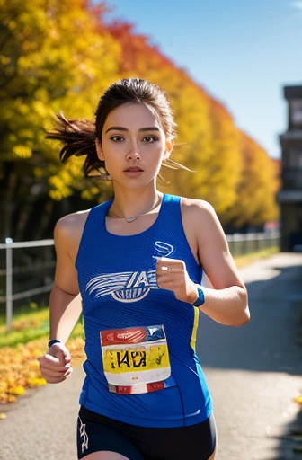 Beautiful middle school track and field athlete、Crouching Start、Start Dash