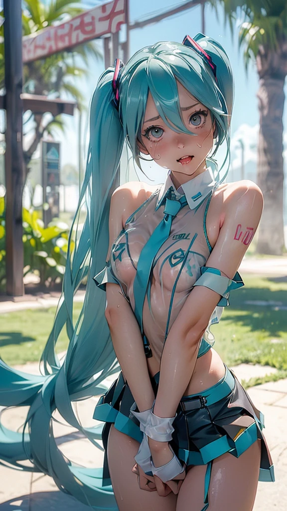 (quality)), ((masterpiece)), Recommended results、puffy nipples、(see through:1.5)、straighten your back、abdominal muscles、huge bust、angle to floor:1.2、Low photographic angle、Hair loss on crotch，Hatsune Miku，pale nipples blue hair)),big breasts:1.4),Breast sagging,(((pale nipples blue bob hair:1.35,Colored inner hair,),1.5)),((silver armor dress,Tesla Coil)(((pale nipples_blue_Eye:1.3))),复杂的 Eye,beautiful detailed Eye,symmetrical Eye,((fat)),(((skin shiny:1.5,bright skin: 1.5,skin shiny,very skin shiny,shining body,plastic glitter skin,exaggerated skin shiny,glowing skin,wet legs))),(lower abdomen,Yao Liu,wide hips,detailed body,(Detailed face)),charming,Tempting,,((national foundation)),maid headdress),only_Shoulder,Delicate metal decoration,hat,(maid),sleeveless,mini skirt,boots,_face,Perfect facial details,lifelike的脸,lifelike,analog style,((complex details)),(((realism))),
