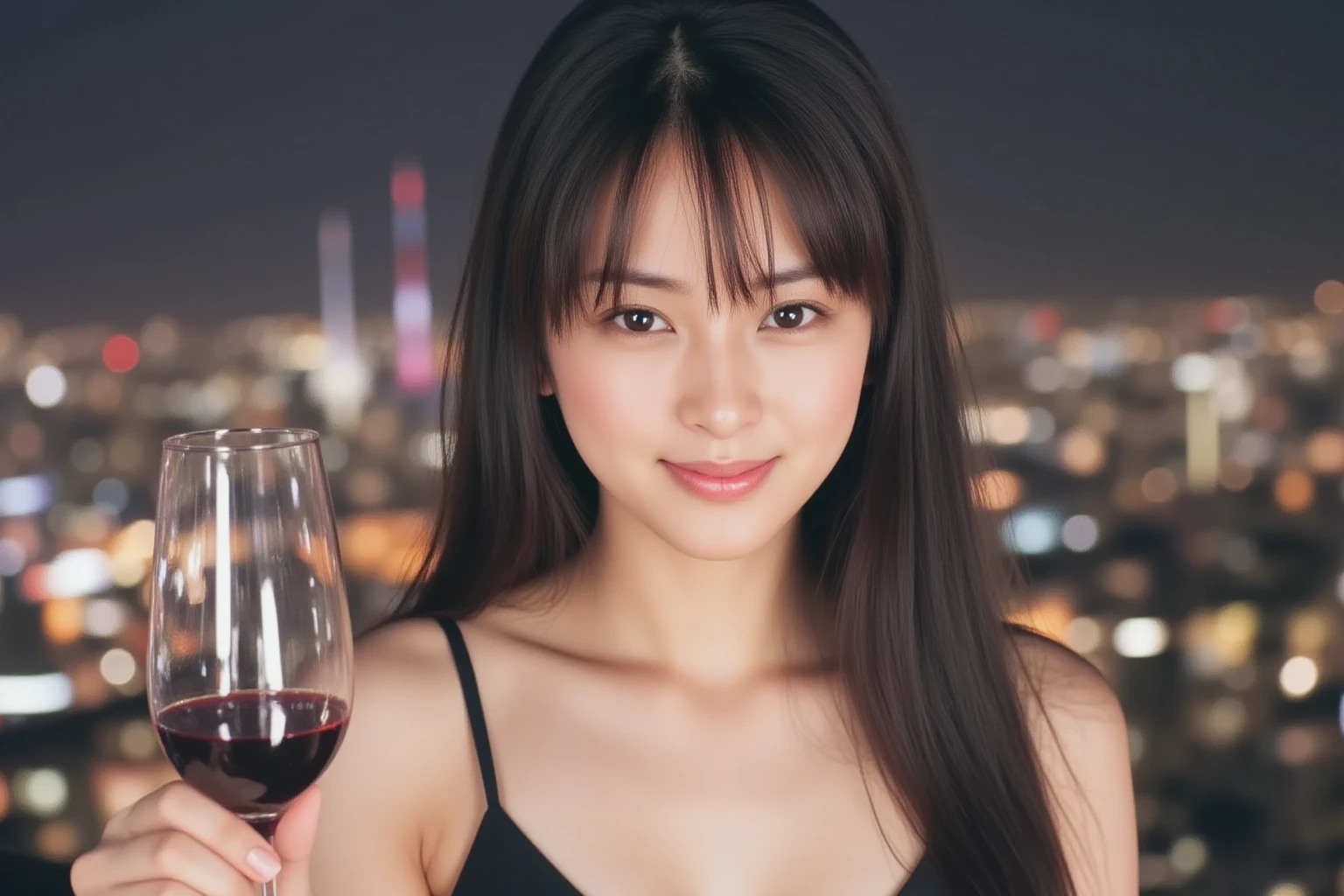 (64km race, ticker, highest quality, debris flies: 1.2), (reality, that'reality的な: 1.37), pretty woman 1, (slim face), (slimボティ), (brown hair), (shortcut), Colombia、Brazilian、Japanese、Dutch、American、french、cheeks blush a little, (40 years old), 38 years old, alone, A beautiful and detailed night view spreads out outside the window............, restaurant, wine glassに座って, At night, in a prominent place (from the Upper body) nova frog style, actress, model, Upper body, White wine, slim, wine glass, Very beautiful night view, 真ん中に置かれたwine glass, smile, (shy smile: 1.15), beautiful and detailed eyes, Upper body 全身, bust japan up, At night, short story, short story, actress, model, Upper body, White wine, slim, wine glass, Very beautiful night view, 真ん中に置かれたwine glass, smile,