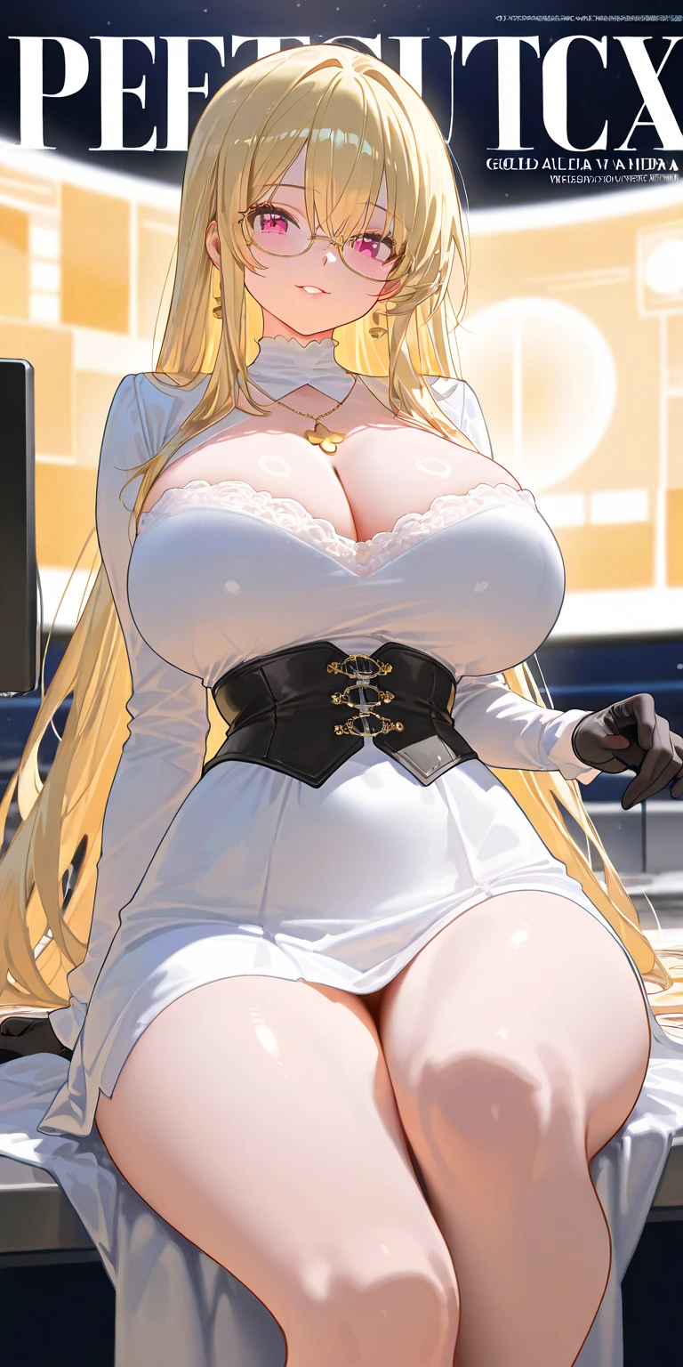 （（（aldult,blonde hair,long hair,brown eyes, （（（Denia，Manha，White shirt,pencil skirt,black pantyhose, ））），（（（wide hips））），S-shaped body:1.7））），((masterpiece)),high resolution, ((Best quality at best))，masterpiece，quality，Best quality，（（（ Exquisite facial features，looking at the audience,There is light in the eyes，Ha ha，blush，Shy ））），（（（Light and shadow interlace，huge ））），（（（from below，）））
