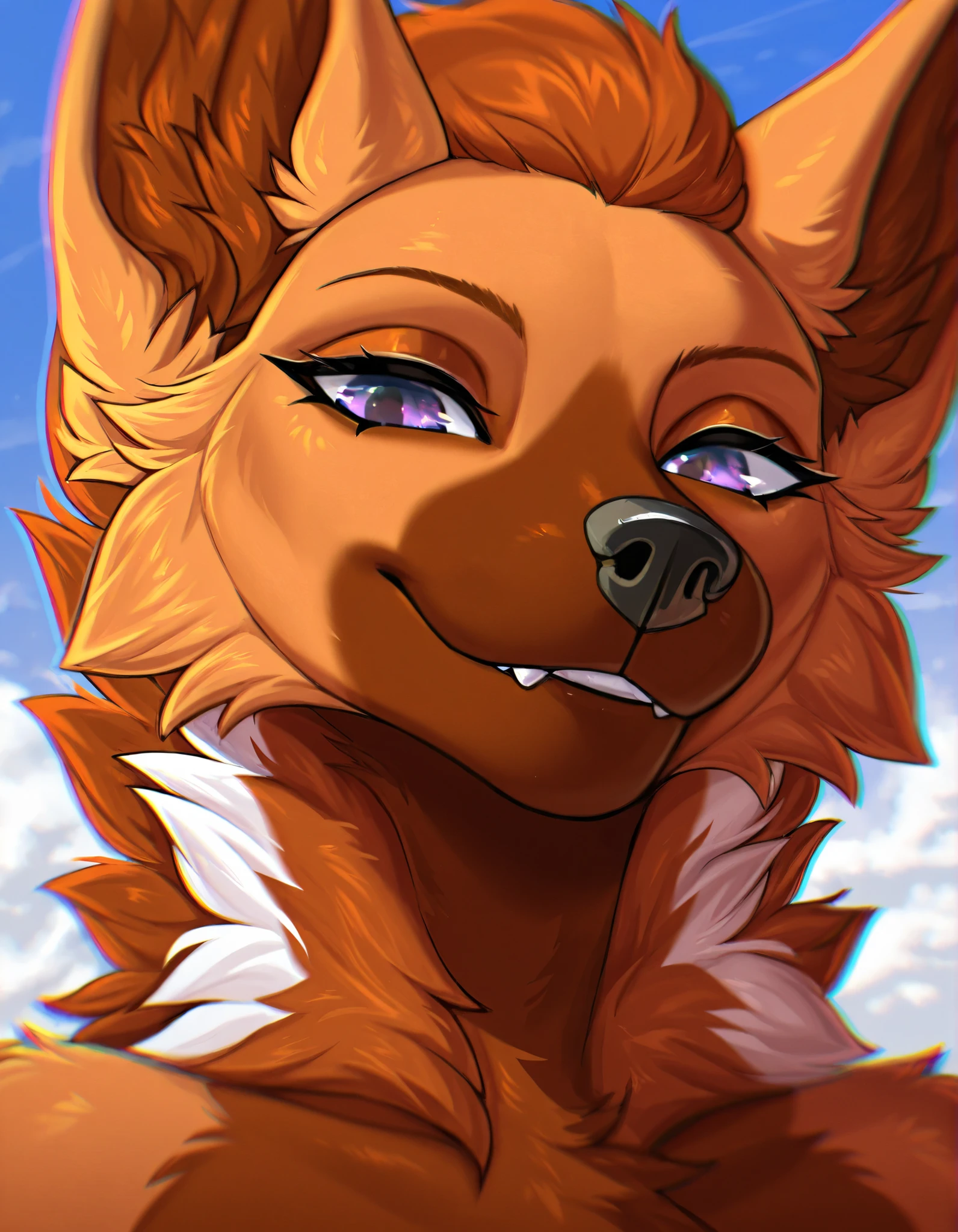 body is made out of chrome, chrome fur, ((anthro maned wolf)), close up ,furry anthro, exuding heat, heatwaves, detailed eyes, chromatic aberration,
