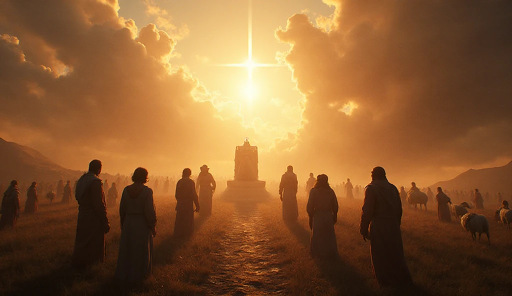 The Rapture ,Thousands of people are floating in the air,Standing on the clouds, Thousands of people are dressed in white, Raise your hands and sing hymns to praise God. The scenes are magnificent and surreal. (Best Quality, 4k, 8K, high resolucion, Masterpiece:1.2), Ultra-detailed, (realisitic, Photorealistic, Realistis:1.37), portrait of a, Vivid colors, studio lit, Sharp focus, physics based rendering, extreme detail description, Biblical Topics, grand ambience, radiant light.