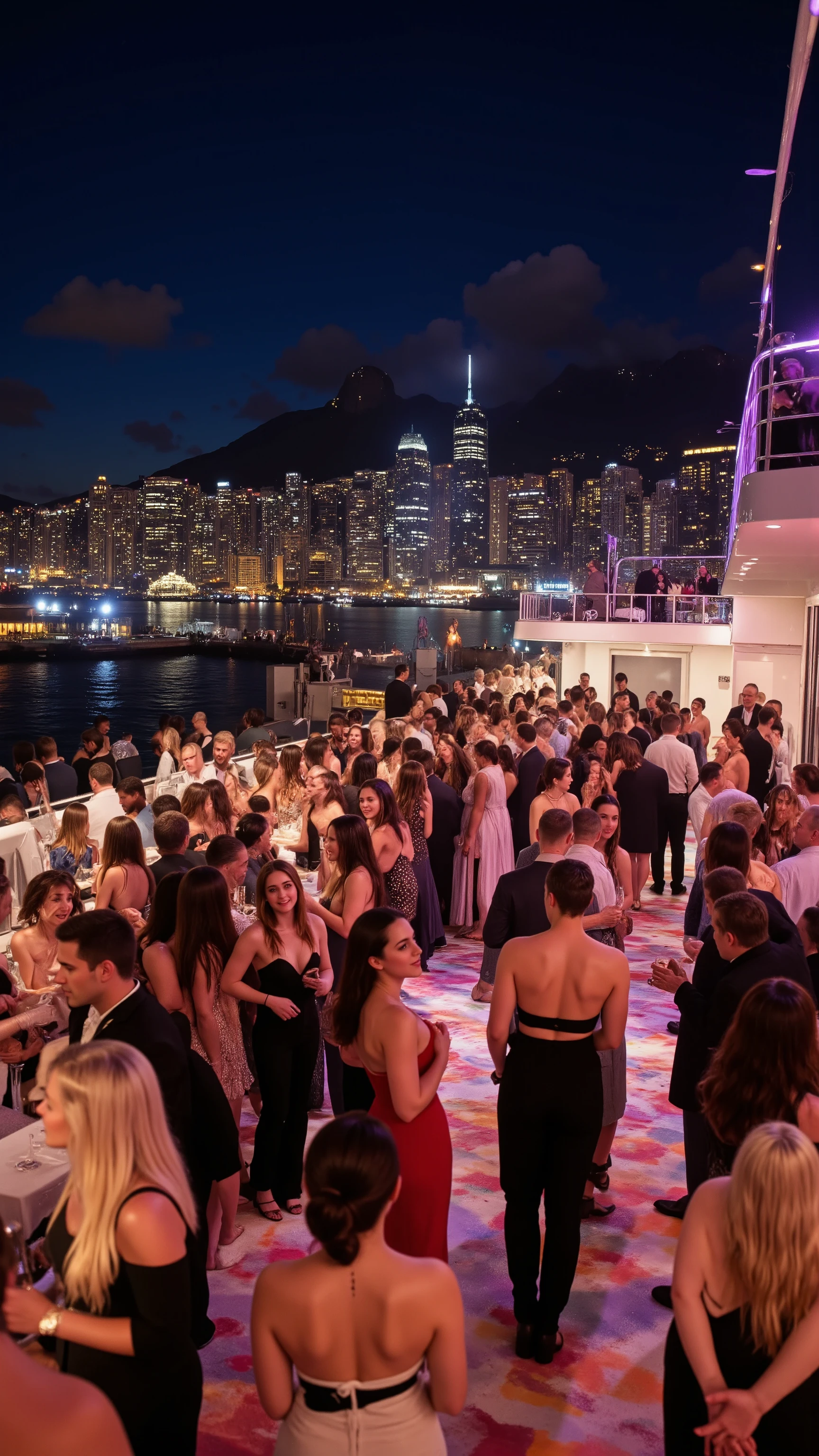 high-definition images、(Cruise Ship、Rooftop Party Venues、)Night view of Monaco、Enjoying People、Partygoers watching the scenery