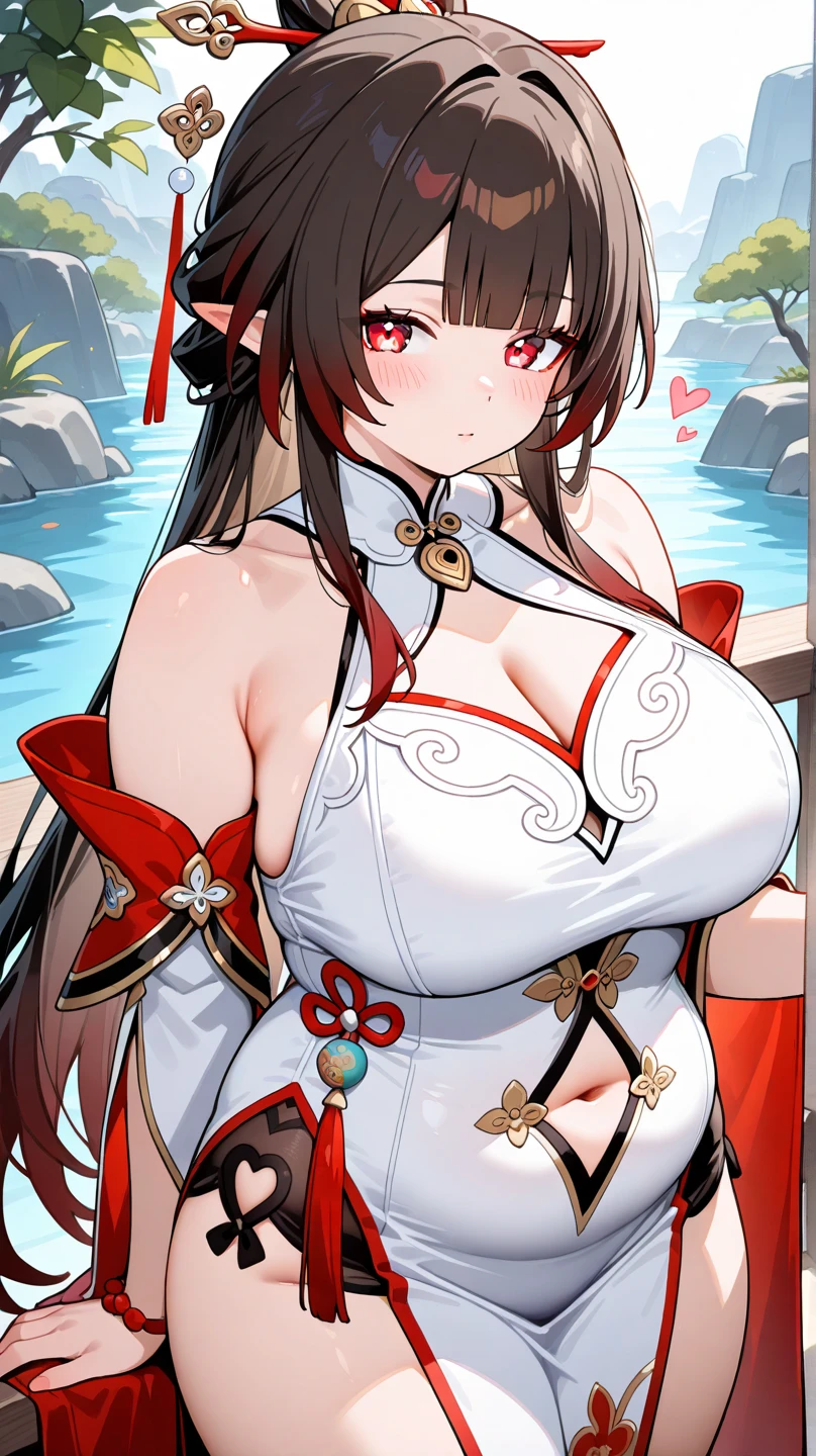 woman, big , clothes chineses in landscape chinese.