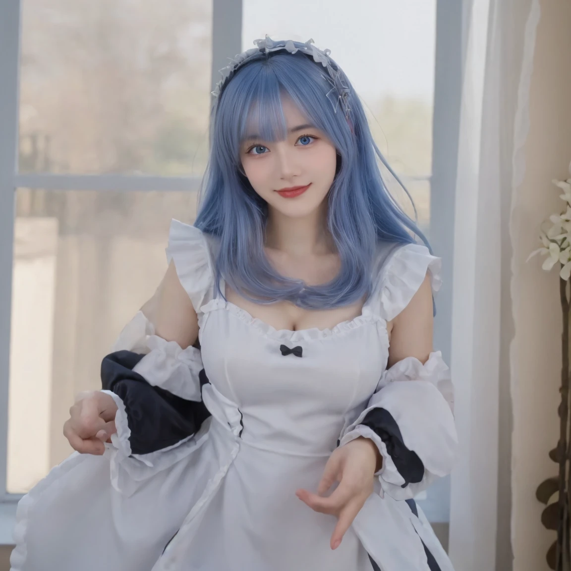 best quality, tmasterpiece,Ultra-high resolution,Clear face,（Reality：1.4），ferpect lighting，(upper body shot:1.5), (photorealistic:1.50), anime wallpaper, Guviz style artwork, cover-up fantasy up to magic , by Yang J, Guviz, beautiful artwork illustration, beautiful digital artwork, beautiful digital illustration, Li Song, beautiful anime portrait, art style in Beauvot,1girl,rem(re-zero),blue_eyes,blue_hair,blue_sky,blush,cloud,day,dress,field,flower,flower_field,from_side,hair_between_eyes,hair_flower,hair_ornament,hat,hat_flower,hat_ribbon,lens_flare,looking_at_viewer,open_mouth,outdoors,pink_flower,plaid,plaid_ribbon,ribbon,short_dress,short_hair,shoulder_blades,skirt_hold,sky,sleeveless,sleeveless_dress,独奏,standing,strap_gap,straw_hat,sun_hat,sundress,sunflower,sunflower_field,white_dress,yellow_flower,yellow_hat,