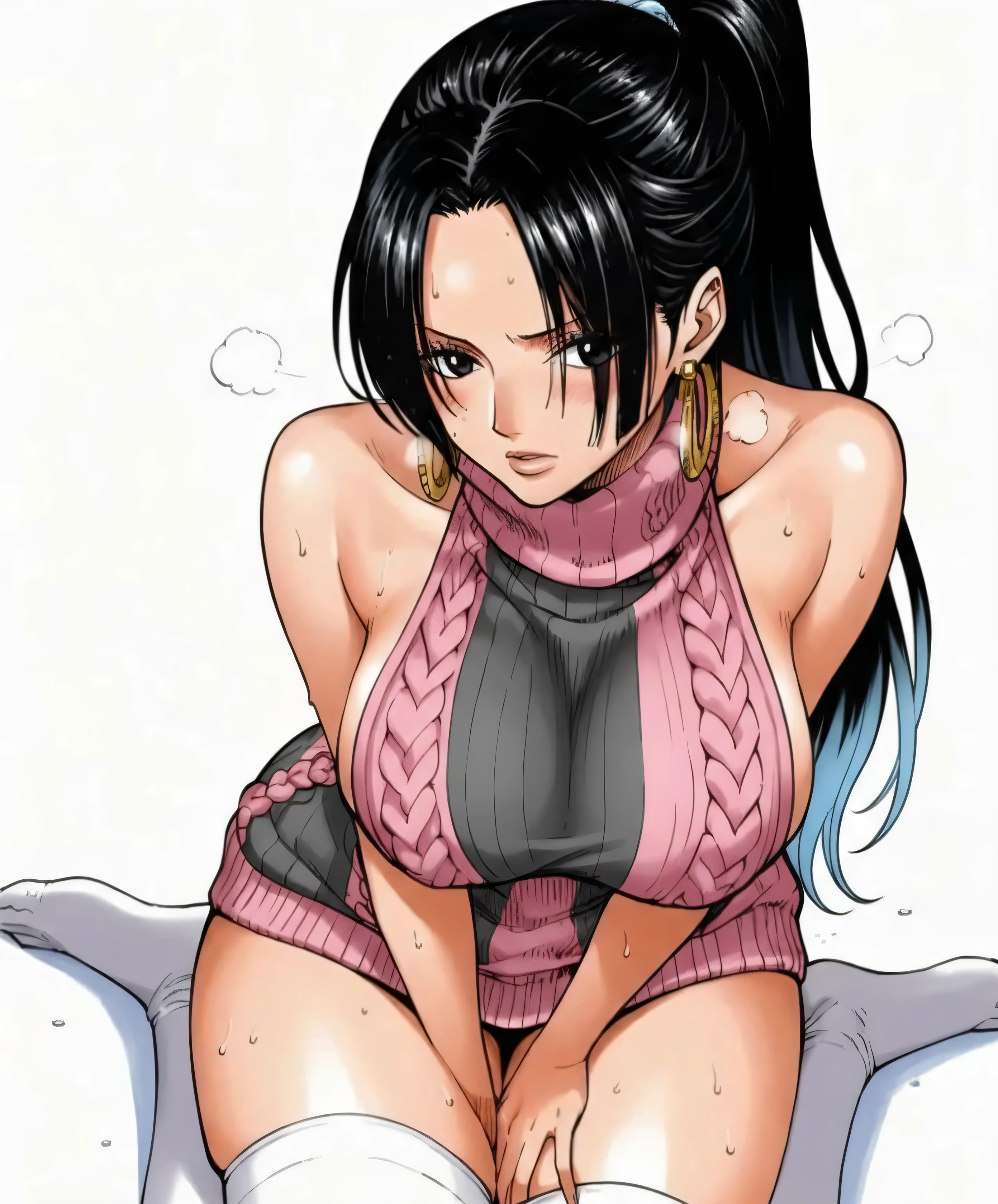 girl，alone，Gray background，Artistic lighting，Beautiful Asian Goddess，Long black hair，Long Hair,Wavy Hair,eyelash, blue eyes, lipstick, Black Micro ??????,Wearing a micro ??????,(Shiny costumes),(Rope Bondage:1.4),((Arms tied above the head)),((Show your armpits)),Tied up woman,Sensual,(Hair blowing in the wind),Graceful features，No sleeve，Mature Woman, Mature Woman,Detailed fingers, Perfect hands, Length 180cm,Small face,sweating,Soft thighs,???? legs,???? ???, Cleavage,Open the ?????,Smooth thighs and legs，((Amazing ??????)),大きな???? ???, Perfect Body Proportions, Slim waist,??????? visible,The ?????? is protruding,Tight waist,(Long legs:1.4),F cup bust,Thighs open,Huge :1.3，perspective:1.2，Looking at the audience，Character-centric，symmetry diagram，whole body:1.5，From below:1.3，Abdominal shot