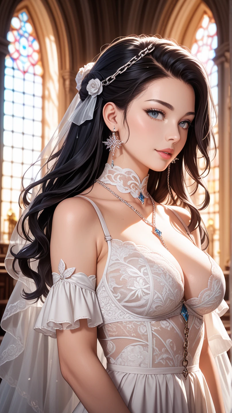 Game Art，Best image quality，Maximum resolution，8K，(A half-length photo)，(portrait)，(Head close-up)，(Rule of Thirds)，Unreal Engine 5 rendering works，20 year old girl，((Queen))，The eyes are very detailed，(Large Breasts)，Elegant and noble，Light，Light line tracing，Game CG，((3D Unreal Engine))，OC rendering reflection mode，4K，Ultra-clear，sensuous，Translucent lace，Fair and plump figure，Pretty Face，Light Gel Coat，The Queen in a luxurious dress，Crystal Gem Crown，Necklace jewelry，blue eyes，Black tattoo(whole body)，The tattoo is very three-dimensional，Gorgeous and intricate tattoo designs，Ultra-clear portrait，Sexy body，Templars，Diamond Clothes