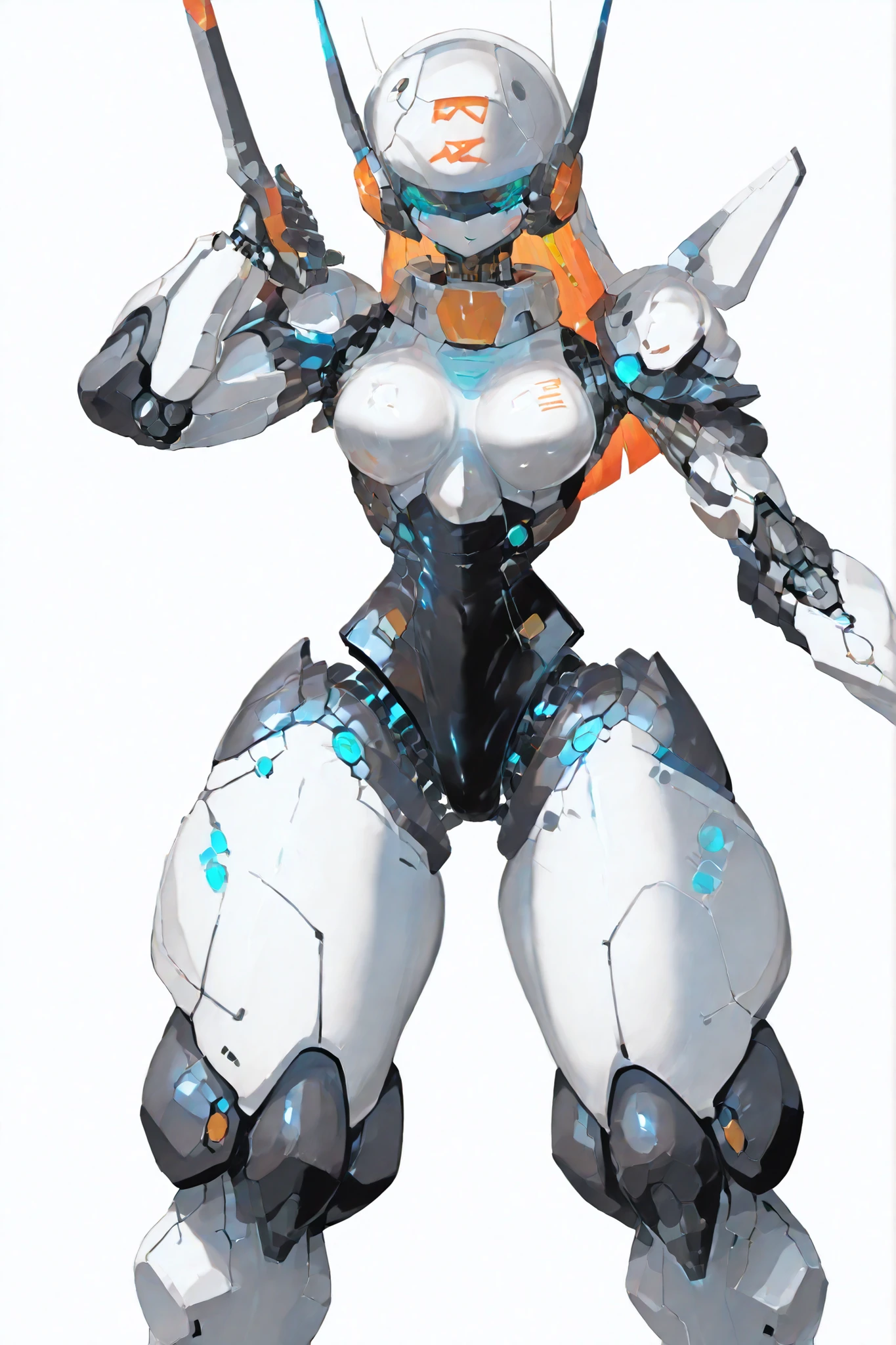 pochincoff,yu2m,robot、Female type、White aircraft,solo、standing picture in meadow、High Quality、high image quality、anime style
