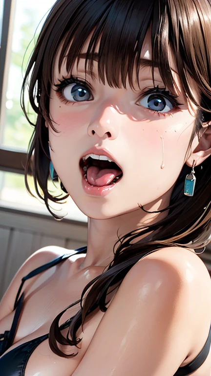 ????:0.5, (((HHH))), a precious special ????????? ???? scene, Express all her emphasized feelings through her facial expressions and posing, 
ultra masterpiece, ultra high quality, spectacle scale, photorealistic:1.3, ultra high resolution, described in ultra fine detail down to the minutiae, sharp, clearly, textured, depth of field, professional composition and lighting, (close-up shot), from below,
????, sensuous, ??????, eros, ?????, ???????? aroused, craving:1.1, (panting), messy, loose, sticky slimy, (raw), shiny, glaring, rich in color,
high grade flashy courtesan, (looking up and (enraptured:1.1 rapt:1.1 (half-open)) bedroom eyes to downward camera view)), 
wearing wrinkled ((vivid (bright color (shiny satin) ???? pajamas dress))), ?????????????, Wedgie, ????? ???????, itching ?????,
beautiful ???? face, detailed mouth:1.1, detailed too shiny lips:1.1, large firm ???????, Delicious body, oily wet translucent skin, messy loose (updo) with side-swept bangs hair, gold simple necklace earrings,
((blush)), (((sweat))), a little particle sweat drops, (((steam))), ((sigh)), ((((drooling)))), (((((???????))))), ((((??????)))), (((??????))), ((((??? on body)))), 
((blissful:1.5 ecstatic expression:1.1)), oral ??????, Drooling slimy tongue, Give me her special H service that captivates boys, ecstatic attentive escort service  energetically, late night when ?????? desire increases, Her ?????? energy has increased, Anyway she is a very intense pervert, 