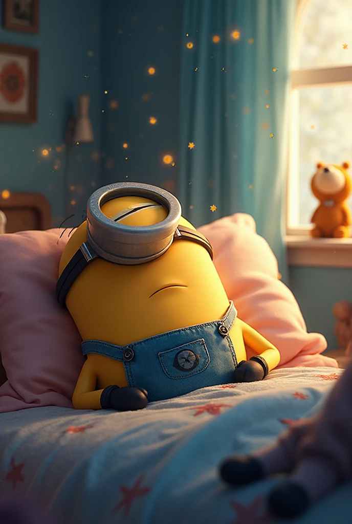 Make a minion relax in his bed because he is hearing the most angelic song ever