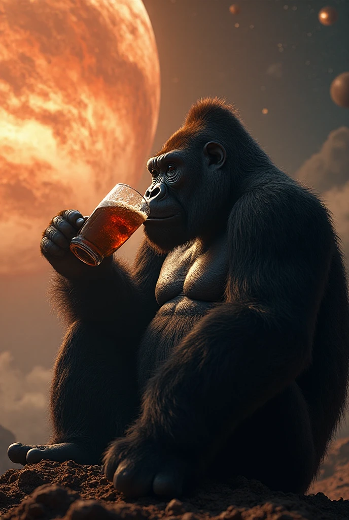 animated gorilla drinking beer