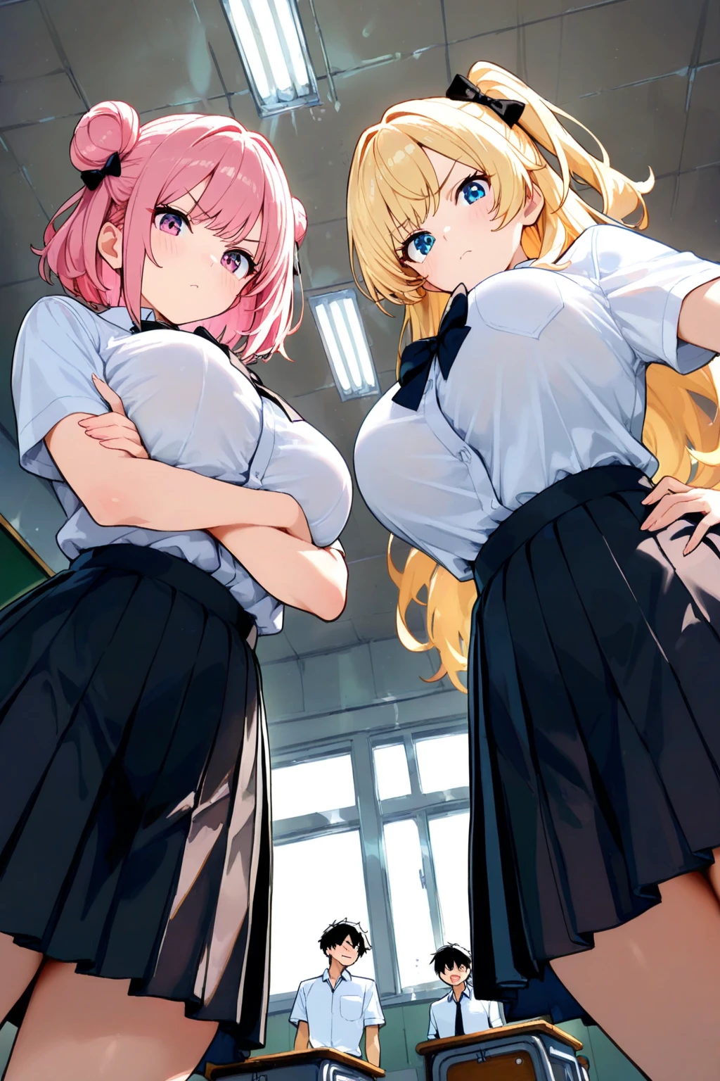 (score_6_up)(score_7_up)(score_8_up)(score_9)
(source_anime),
(perfect )
(realistic detailed background of bedroom with girly interior)
(best quality), (masterpiece), uncensored,
(vtuber , blue archive :0.5)
(detailed character line)
(2girls from front angle)

BREAK

(multiple girls of 2girls at bedroom)(face focus)
(cute faces)
(tiny  visible through see-through shirt)
(collared schoolgirl shirt with skirt)

(covered )