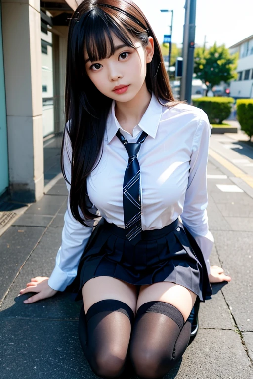 Cute Girls､high school girl､Idol､mini skirt､stockings､See-through､sit