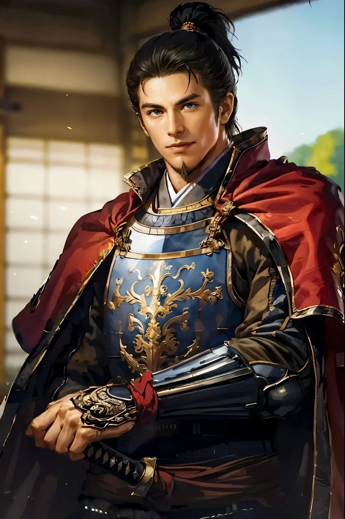 Highest Quality、masterpiece、black border applied to the red cloak、Gold embroidery is applied to the periphery、the filled part is made of a single piece of fabric