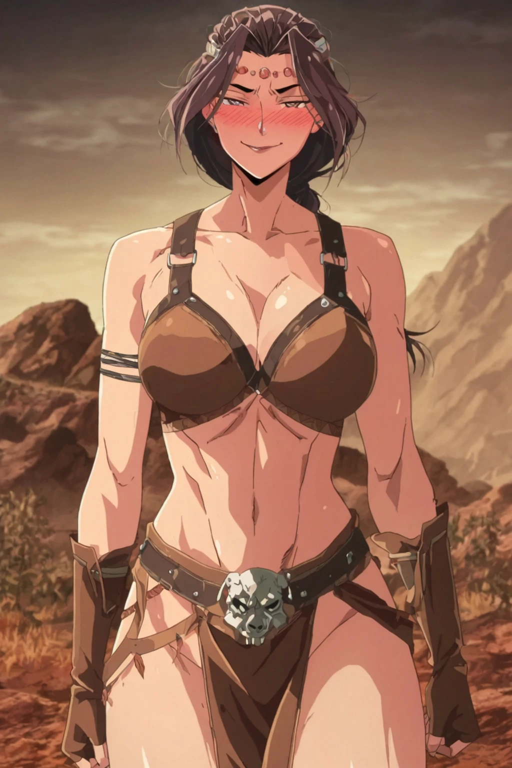 (1man, rsonj, green eyes, thigh strap, armor, chainmail, armored ??????, brown gloves, GarkEst), (extremely detailed CG unit 8k wallpaper),(master part), (best quality), (ultra detail), (best illustration),(melhor ombre), cowboy shot, (Sharp eyeliner, ombre, detailed eyes:1), Celtic Village background,break , (ghibli style), upper body