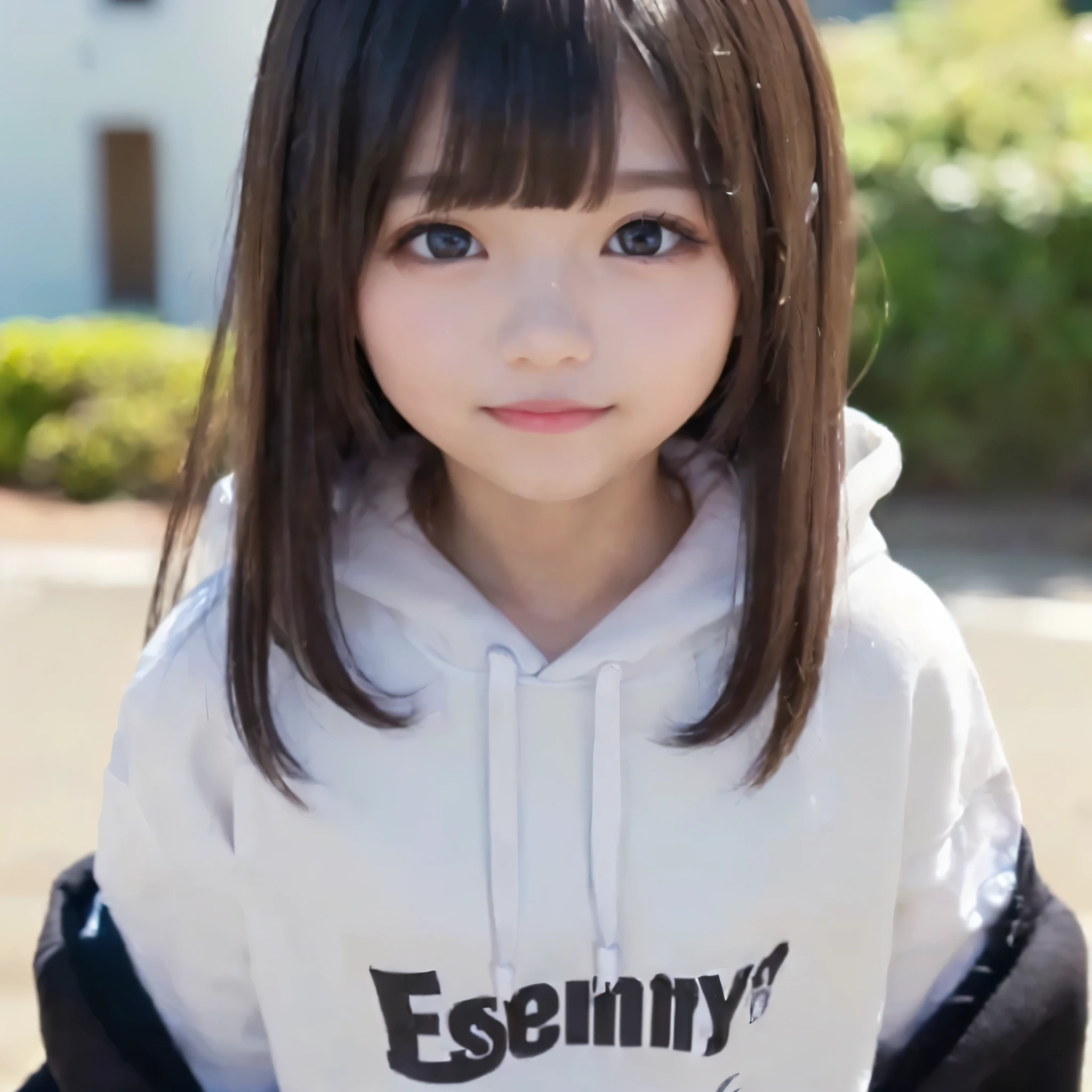 ,(((hands behind back)))、Highest Quality、8k、(face up),(((BEAUTIFUL SHINY HAIR))),high-precision photography、(((female kid))),(((evil smile))),(((a bad smile)),(((White, cloudy, and transparent liquid sticks to the body))),(((princess cut)))、(((young))),(((shorthair))),(((straight bangs))),(((straight back hair))),(((Little girl))) 、((( You can see the school building in the background)))、(((solo))),((( youngフェイス))), younger, shoulder-length hair, (((Big face)))、((( Stylish hoodie))),(((loose fit shirt))),smile、(((Long Bob)))、(((round face))), big eyes, round eyes、 (((wearing heavy makeup)))、 false eyelashes、 (((Long Lashes))),(((dark eyeshadow))) ,((( Long Bob)))、 blurry background、((( standing))),((( Upper Body Pictures)))、(((embarrassing laugh)))、((( Outdoors))),((( face swelling )))、((( skinny)))、、 raised ribs、 slender bodies、(((5 years old ))),((( Elementary School )))、((( Upper Body Pictures))),((( amazingly cute))),((( 超越的に可愛いelementary school student )))、、((( cute shirt )))、((()))、(((Straight Posture ))),(((elementary school student))),((())),(((Jet Black Eyes))),(((hands behind back)))、(((5 age)))