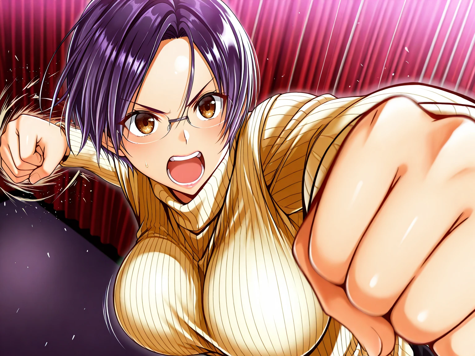 score_8, score_7_up, score_6_up, source_cartoon, screencap, detailed face, solo, 1girl, Mayu Misogi, Black Hair, Pink Lips, Naked, Large Breasts, Nipples, looking at viewer, horny, ahegao, chain, close up, anime screencap, blue background