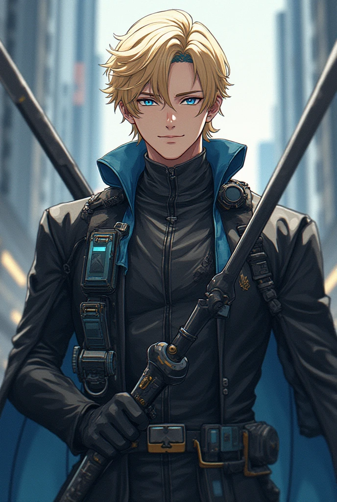 Male anime character with blonde hair and blue eyes, with a heroic ...