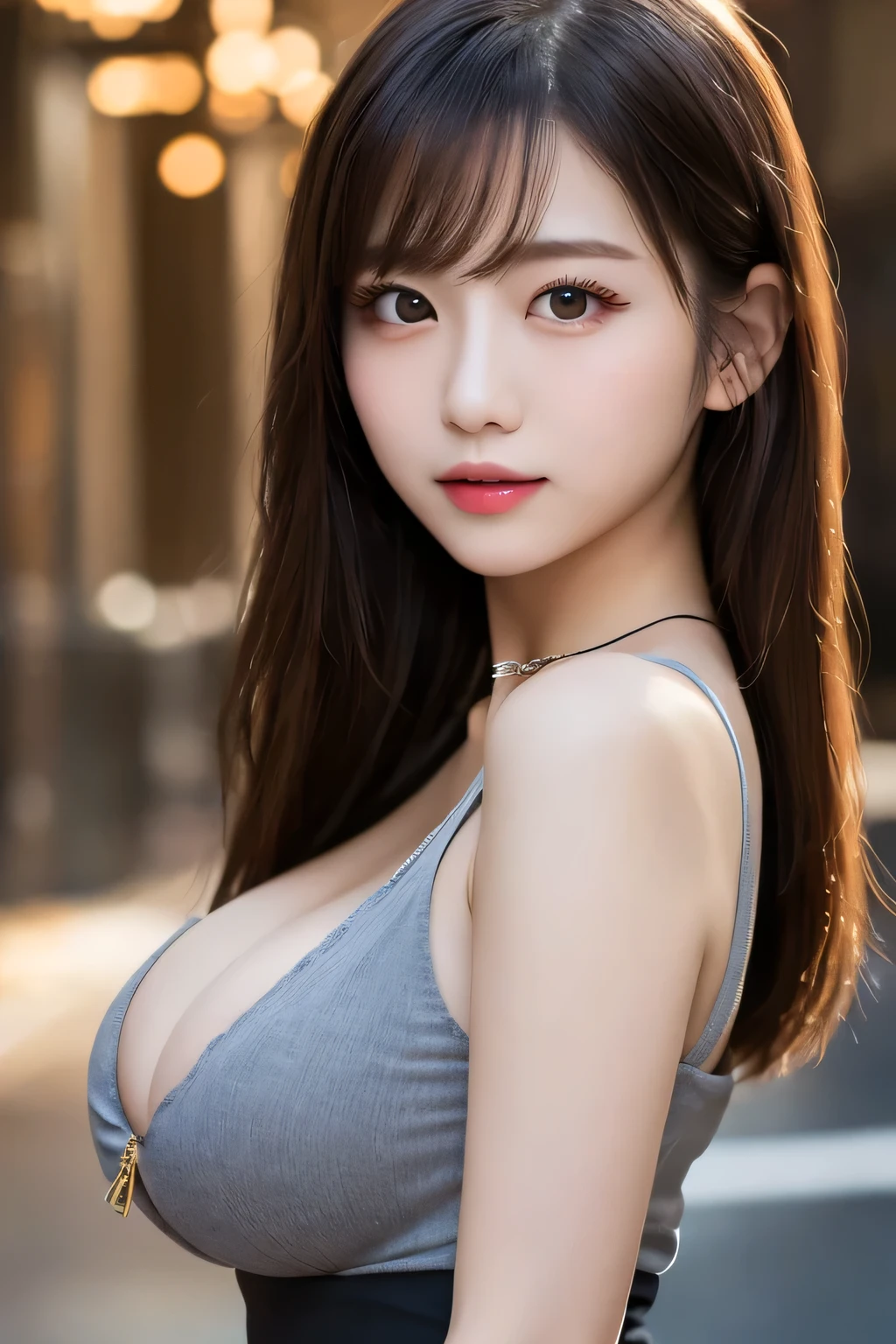 random pose, mix4, (8k, RAW photo, best quality, masterpiece: 1.45), (realistic, photorealistic: 1.37), one girl, cute, cityscape, night, rain, wet, professional lighting, photons mapping, radiosity, physically based rendering, gradient black hair, gray hair, short curly hair, handsome, girl, Deep V-neckline slip dress, pale skin, top quality photo, high res, 1080p, (clear face), (detailed face description), (detailed hand description), (masterpiece), (exquisite CG), extreme light and shadow, disheveled hair, master work, rich details, (fine facial features), (highest quality photo), (masterpiece), (detailed eyes), look in front of you eyes, fine clavicle, (?????????????:1.4),