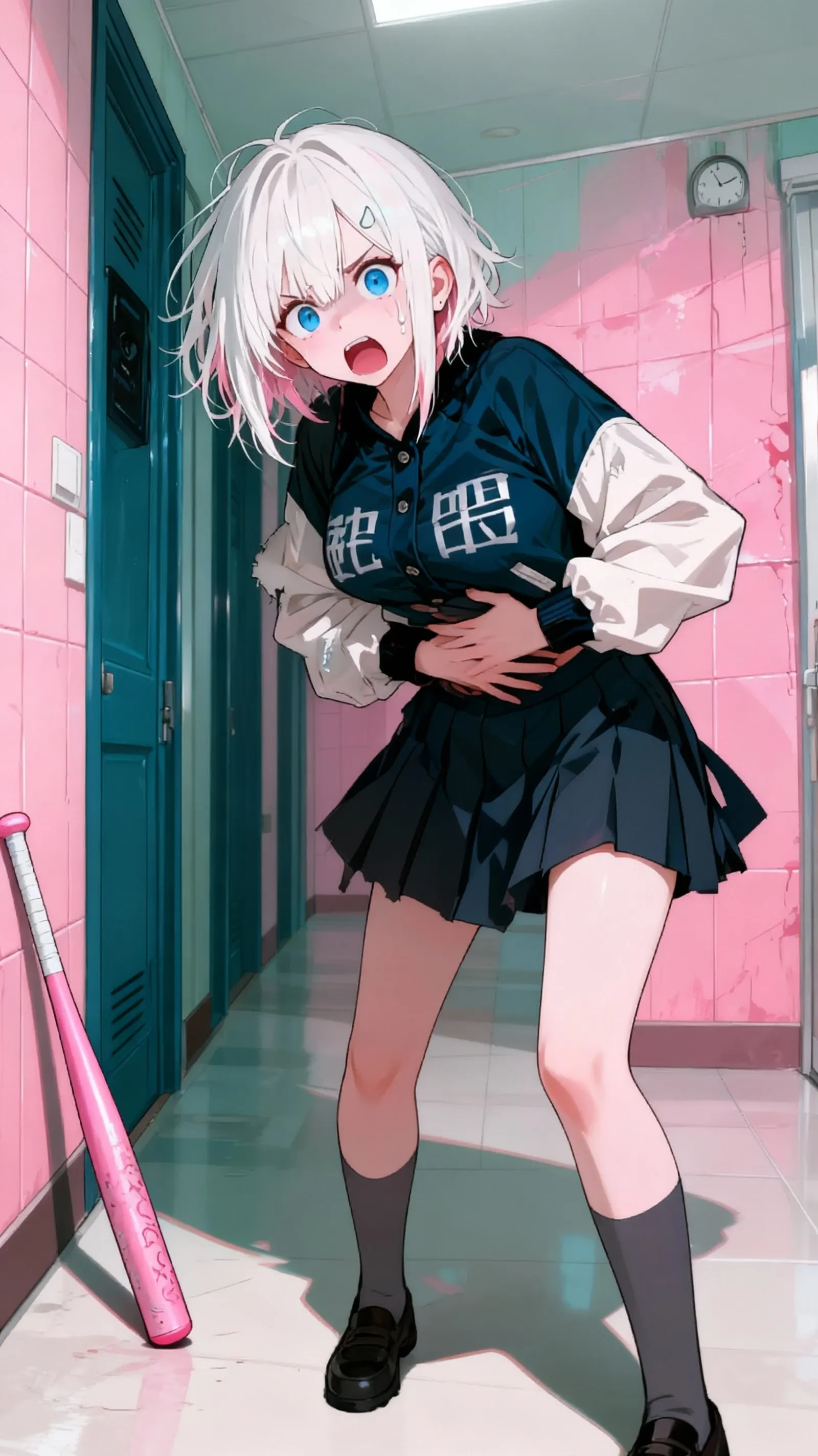 ((nikkeadmi)),nsfw,((solo girl)),((Perfect body,))((Super beautiful,))((High quality,)), ((sweaty,wet all over,Steam,blush,Shiny,))love hotel room,cowboy shot,pov,Looking at Viewer,small breast,half open eyes,spread legs,squatting and straddling,(Show off your  by opening your  in a crouching posture,)((Turning your back to me, sticking out your butt,))(((She turns around with her back to me, sticking out her butt,from back view,Directly behind,)))(((sleeveless white blouse,very short Pleated skirts that are too short and expose underwear,thigh-high socks,high leg  white underwear,))),(from below,)((Focus butt)),(lovejuice dropping crotch,)turning around with my back turned,face seen from the side