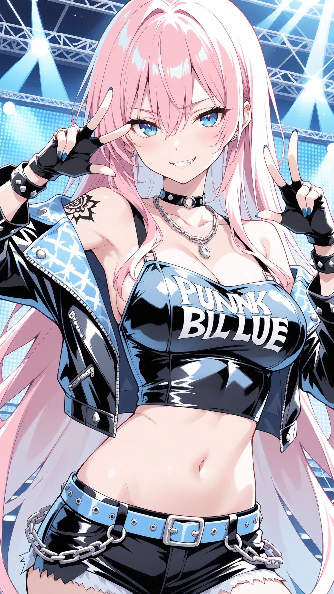 purple hair, two-tone hair, split-color hair, pink hair, blunt bangs, very long hair, purple eyes, ., large breasts, solo, , , ride a bicycle