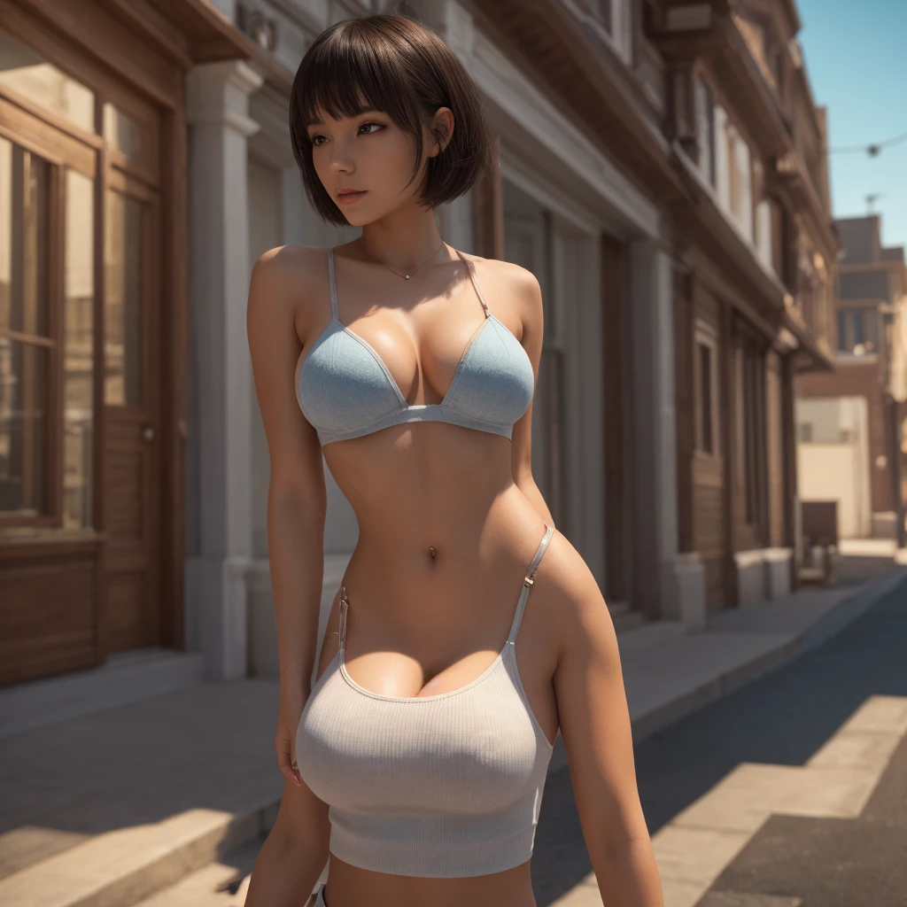 Like a  Yael Shelbia, fotografia realista, fotorrealista, realismo, contraste, fotografia, obra prima, cyborg, cyberpunk , ethereal beauty, ethereal, ultra realista, 3d, renderização 3d, porcelana, Melhor qualidade, anatomia humana, cabelos reais, cabelos curtos, Asymmetrical Cut Hair, cabelo em movimento,  enormes, anatomia humana, posando para foto, translucido, (ethereal, Sonho), formidable, papel de parede 8k, Realistic Textures Dramatic Lighting, Trending na Art Station Cinestill 800 --auto