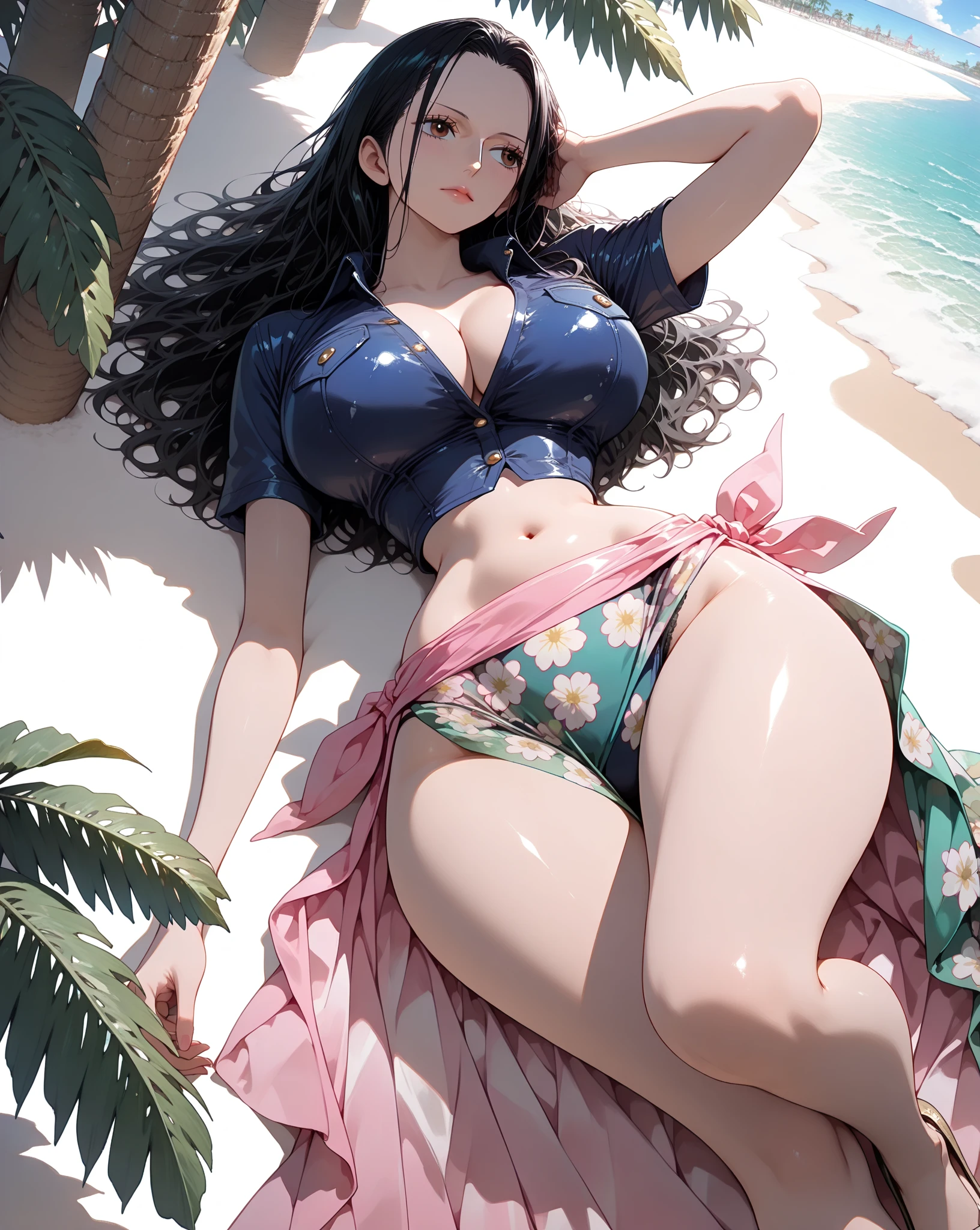 looking at the viewer, seductive smile, Big eyes seductive, dynamic poses, thick thighs, ????????????, masterpiece, high quality, Ultra HD |, absurd, (PureErosFace_V1:0.7), (Detailed background),
nothing absurd, (camel's paw:1.2), 
absurd, high, best quality, 1girl, long hair, wind, clothes lift, , panties, (print strap dress), eyes closed, mouth open, 
inside, sunlight, large ??????, open door, cloud, from below,