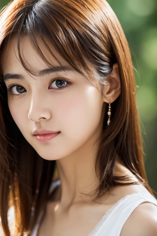 A goddess adorned in a  fantasy attire、masterpiece,best quality,ultra detailed,highres,high-resolution,4k,realistic,RAW photo,((real person)),portrait photography,photorealistic,detailed skin,(delicate black eyes ), A soothing woman with sagging eyes,Calm and calm, middle hair,skinny,clothing,The wind is blowing,tareme、