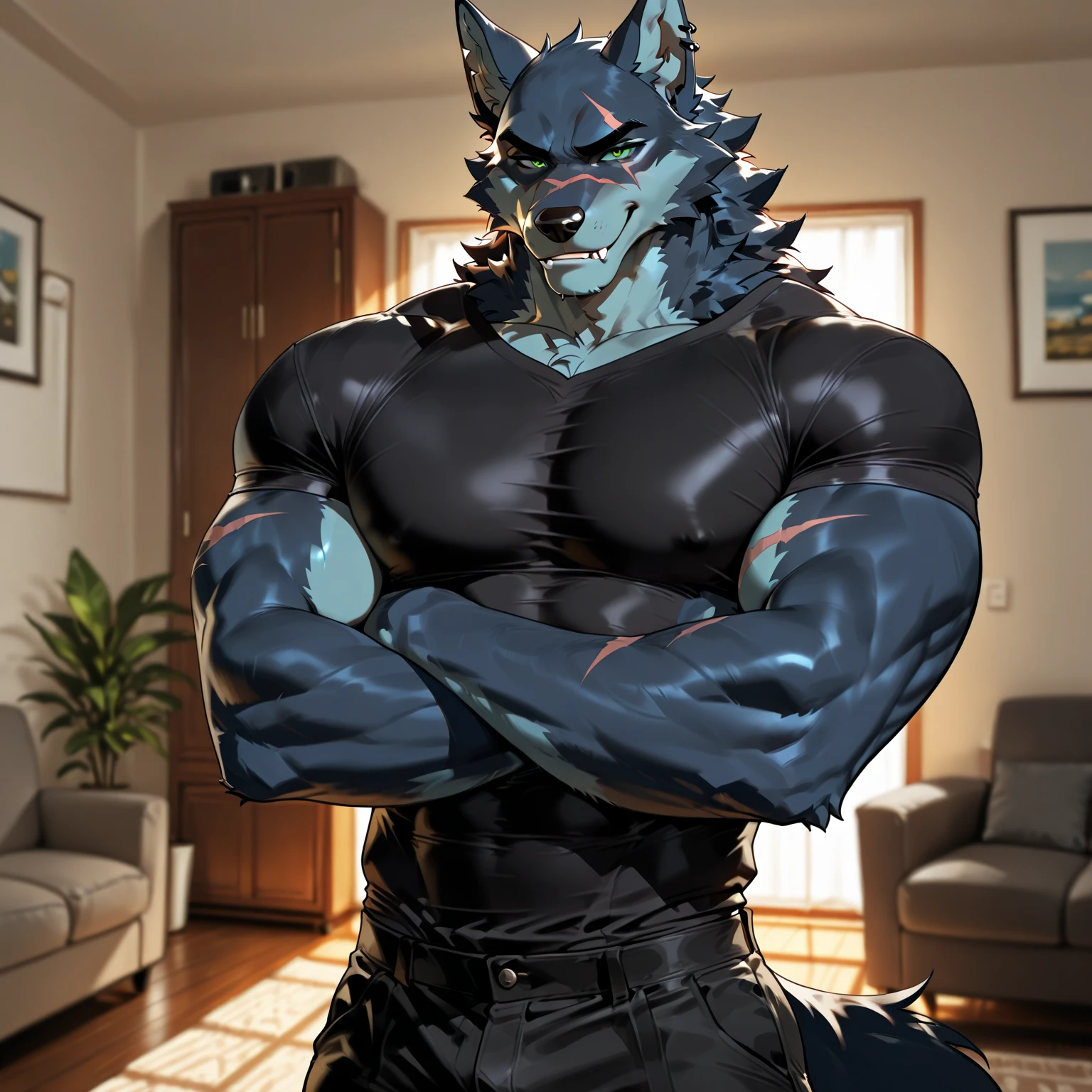 ( Shark, furry, anthropomorphic), female, bedroom background, inside, wearing tight black , wearing tight black , Furry art, furry arms, big grey shark tail, Big floofy tail, black fur legs, (blue skin, whole body, Best quality, human like body figure), Noon, blue hair, wearing glasses, Bigger thighs, Bigger chest, blushed, gas air effect, hearts, sitting on bed, kissing (Wolf, furry, anthropomorphic), male, wearing black jeans, wearing Red hoodie, Furry art, furry arms, big Floofy tail, black fur legs, (Black fur skin, whole body, Best quality, human like body figure), black hair, wearing boots,