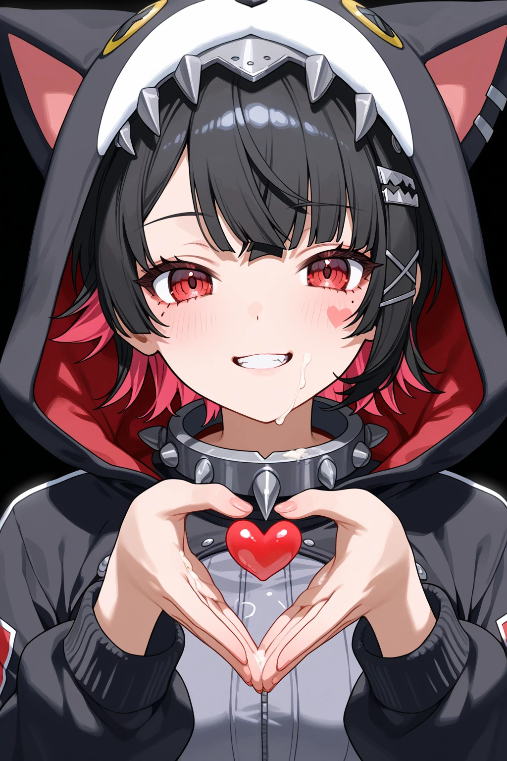 (SFW:1.5),(Small :1.3),beautiful, masterpiece, Highest quality, anime, 1 Female, alone, look at viewer, Intricate details, (Shining Eyes:1.3),(Beautifully detailed eyes:1.1),(Eyes are bright red:1.5),(short hair:1.5),(sidelocks:1.4),(Demon horns on head:1.5),(Brown Hair:1.5), (slant eyes), Cheerful eyes,(Mouth wide open and fangs:1.3),(t-shirt:1),(jeans:1),(Sharp focus:1.2),from front,(light smile:1),(upper body),aggressive,(fighting stance:1),