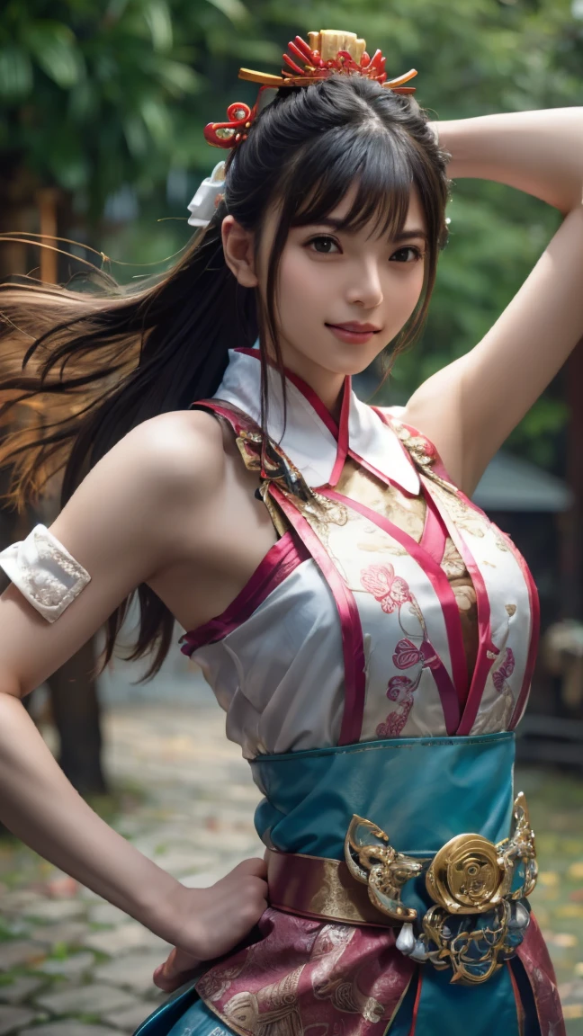 (exquisitely detailed CG unity 8k wallpaper, masterpiece-quality with stunning realism), (best illumination, best shadow), (best quality), (elegant style:1.2), Arti modern anime. angled view, heroic pose, midshot, (cel-shading style:1.3), centered image, ultra detailed closeup portrait of (Mai Shiranui:1) from (King of Fighters), best quality, expressive eyes, perfect face, highres, (ultra details), 1 girl, solo, brown hair, hair ornament, eyeshadow, gold, white and red qipao, highly ornamented, in the city of Japan, portrait, looking at the viewer, piercing eyes, full body, (light from the angle:1) (wind blowing:1.2).(depth of field effects:1.3) (motion action:1.2) (closeup:1.2) (angled closeup photography:1), (motion blur effects:1), wide angles, spreading feet, Thin to ,see-through,(((Soggy-kimono:1.2))),Lace fabric, (((water-immersed body: 0.9))),jewelry, relaxing pose, (dress on fire:.7), ((Leaning forward:1)), (pretty young face:1) ( coy expression:1), (makeup:1)