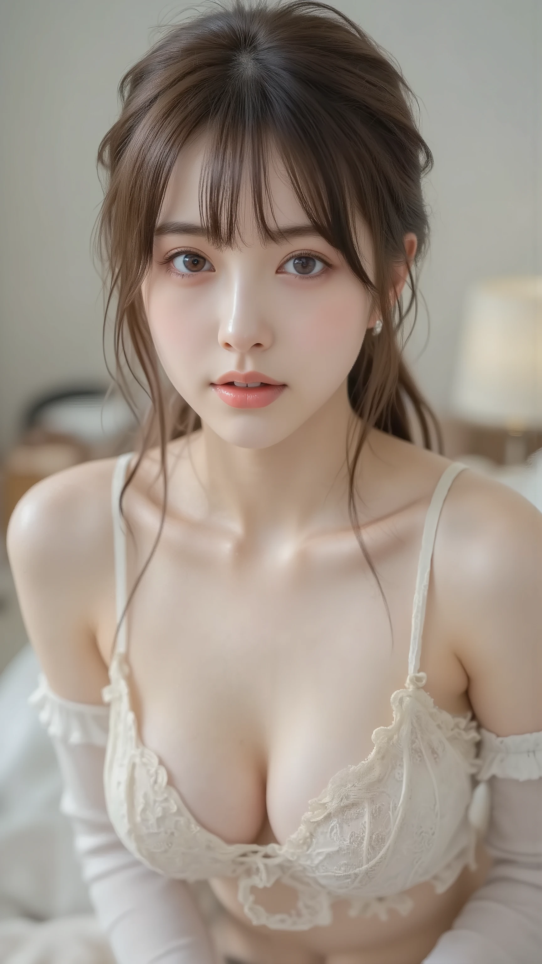 Girl in a Hotel Room , Japanese girls, Nogizaka style, Age 25, sits on bed, (( on all fours to Murasaki Shion 、 [insert、Deep joy、 severe pain 、drunken eyes:1.2), despair, (( Close your eyes and breathe hard :1.2))、 ecstatic face、 climax expression standing on all fours in front of me 、 looking up from below 、 Look at the ceiling、endure:1.5)), to bite your teeth 、 for December, Beautiful and adorable Cute Loligo Lolita Girl from Granblue Fantasy is wearing ruffle lace stockings ( adorable, sweet, cute faces getting creampied) huge、 thigh thigh thigh 、 Gothic Lolita Lolita Headdress Gothic Lolita Fashion 、 ruffle skirt 、 shiny skin、、lots of frilly socks 、 Long Silver Wavy Hair 、blush、 Cinematic lighting、 Sharp Concentration 、Bokeh、 highlight 、 cinematic post-processing、 complicated human hands 、reference、 wet body、 put your hands on the desk 、 pee, (( Sex in an intense missionary position:1.5)), (( random sexy pose taken in a stylish room 、Put in、Deep joy, drunk eyes:1.2)), (( close eyes :1.2))、 ecstatic face、 climax expression standing on all fours in front of me , My whole body twitches