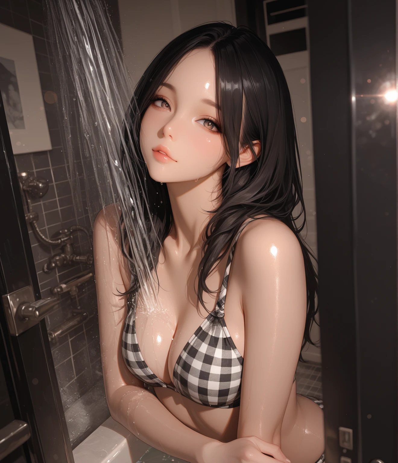 absurderes、hight resolution、ultra-detailliert、(1girl in:1.3)、
Romper
、Clean lines、Simple shape、Create minimalist designs focused on composition and balance。
Romper
、Creates an atmosphere of seduction、(((See-through white micro bikini)))、show through、Clear、
Romper
、Capture an image in low light、With minimal lighting、Focus on the subtle details and atmosphere of the scene。
Romper
、Create a scene of a girl sitting on the toilet with her panties down inside the toilet、hard breathing、Sexual expression