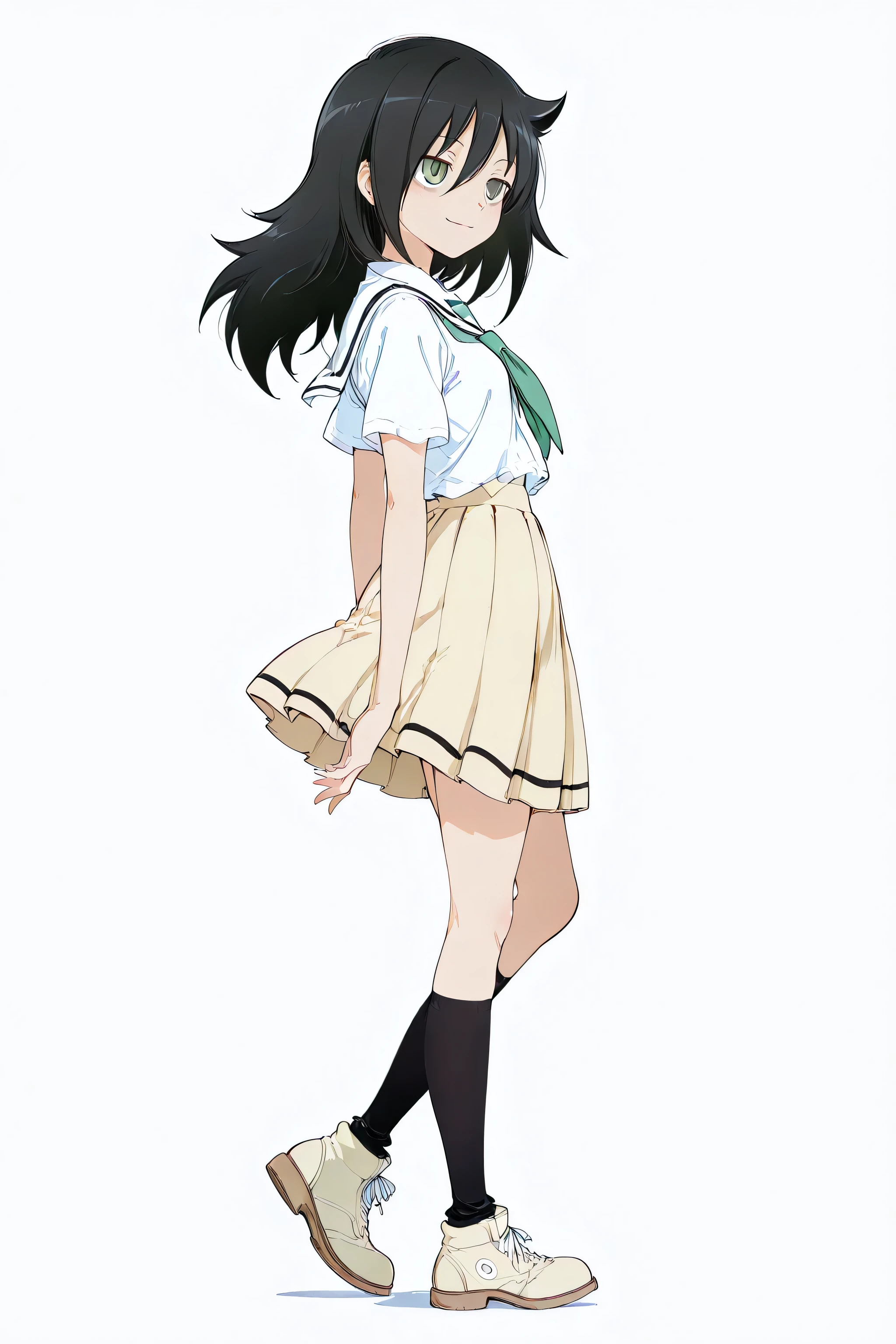 超high resolution, Super Detailed,(Highest Image Quality),(high resolution),masterpiece,full body, 1girl,Kuroki Tomoko,light smile,School Uniform,Look away