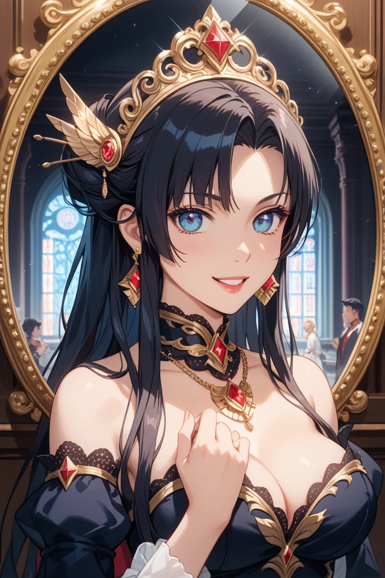 ((Masterpiece, best quality)), edgQuality,smug,smirk,
edgfbb, a woman in a black dress and a gold jacket, covered in blue feathers , wearing edgfbb fashion
 <lora:edgFanBingBing_MINI:1>