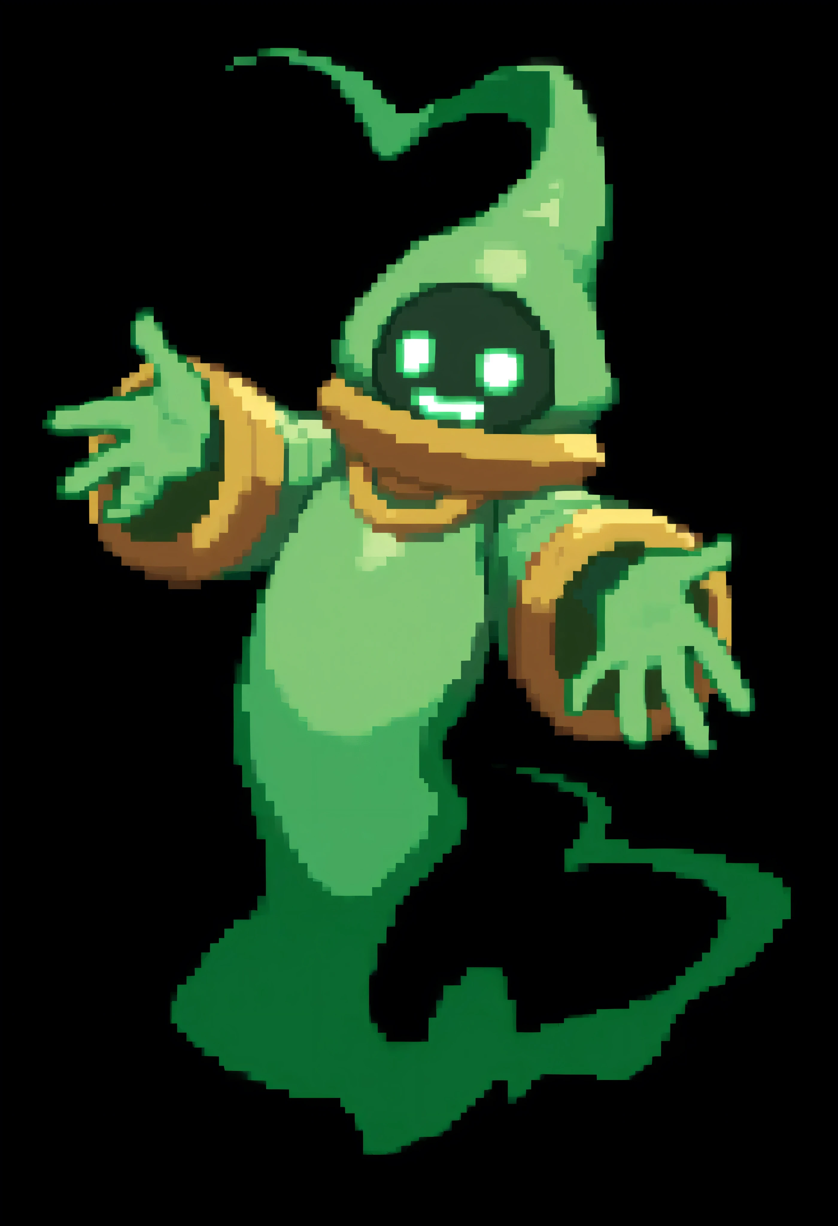 sheet green ghost,solo, green ghost costumel, black background,