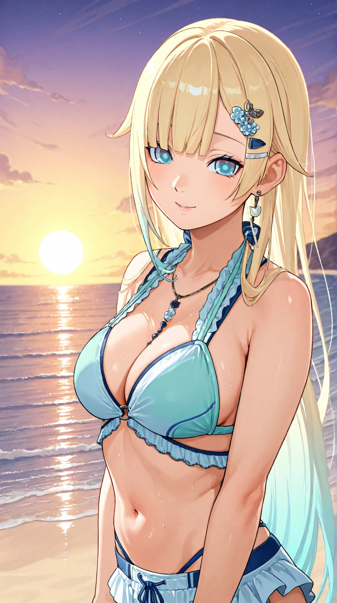  , Top quality, masterpiece, ultra high resolution, , (top quality, high resolution, 4K, detailed lighting, shaders, perfect , perfect proportions), eye of the beholder, (masterpiece, top quality) (top quality, 4K, 8K, high resolution, masterpiece: 1.2), highly detailed, (masterpiece: 1.3, top quality, ultra high resolution, ultra detailed), (top quality: 1.2), perfect eyes, perfect face, perfect lighting, (top quality, 4K, 8K, high resolution, masterpiece: 1.2), highly detailed, (top quality, 4K, 8K, high resolution, masterpiece: 1.5), highly detailed, masterpiece, top quality, ultra detailed, top quality, high resolution, 32K CG, very delicate and beautiful, illustration, high resolution, sharp focus, front lighting, glow, girl with her baby girl, smiling, very beautiful and detailed anime face, very detailed eyes, ((masterpiece)), ((best quality)), (super detailed), ((cute)), cute, ((very detailed)), 4K, (8K), best quality, (best quality, 8K, 32k, masterpiece, super high resolution, very detailed, impressionistic:1.2), blurred background, four fingers and 1 thumb,  Blonde girl drawn in high definition Japanese anime style,french braid, half closed eyes, necklace　bracelet　anklet　Wide belt　Light blue ribbon, whole body,A  woman is taking pictures on a deserted beach, Young and cute gravure idol, , Cute , Russian and Japanese mix, sakimichan, Asian woman, that'that'that'that'that'that'that'that'that'that'that'that'that'that'It's hot with the shining sun, Japanese Model, Cute Core, sakimichan hdri, Young Gravure Idol, Chubby　　smile　Big 