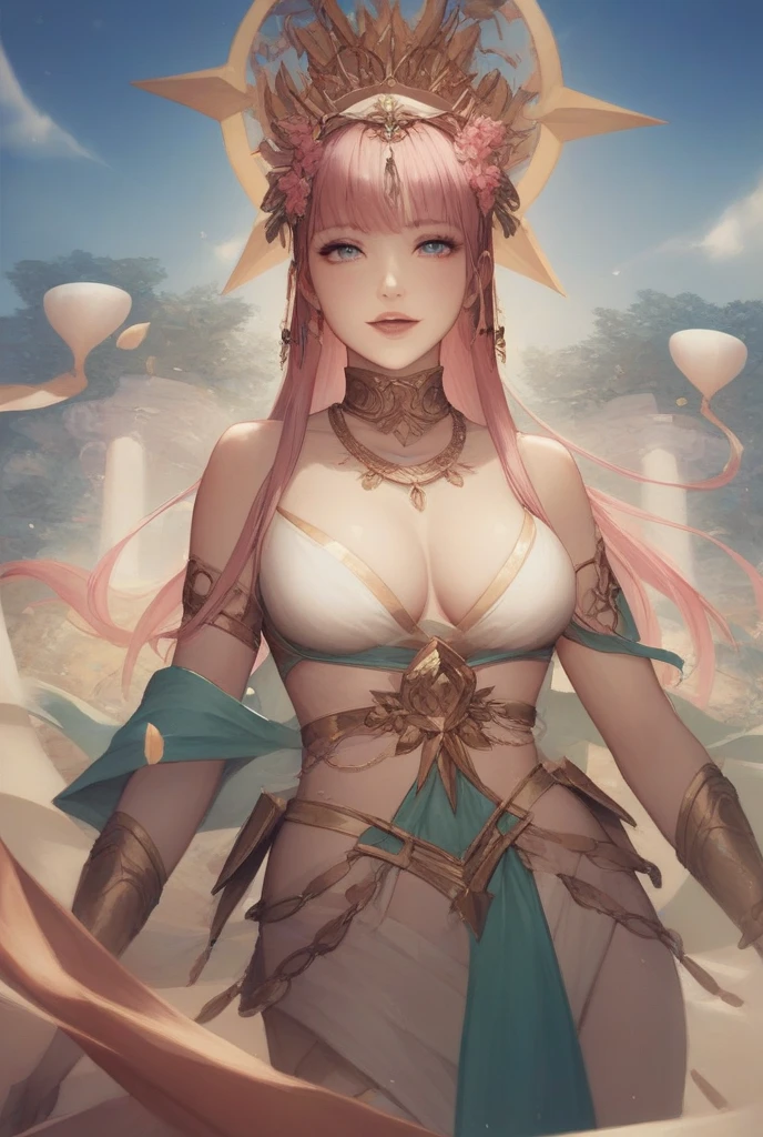 (???????????????? Warning: ????), Highest quality masterpiece, Ultra-high-definition high-resolution (Realistic: 1.4), Watercolor style, figure bathed in dazzling background colors, A girl with a weapon, adorned in traditional costumes of Dunhuang, China, exuding an aura of solitude at Solo Exhibitions (1.2), accentuated by a Denim lens (1.2), draped in a Hair Crown (1.2), characterized by a bold stroke of Red eyeliner (1.2), her stance highlighted in a Dynamic Angle, overlooking the grandeur of the Opera House, her Messy-length